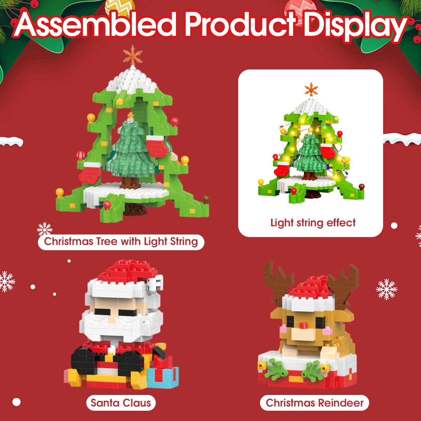 6Pcs Christmas Building Blocks Set, Christmas Theme Building Blocks Ornaments, Mini Building Figures - Image 3