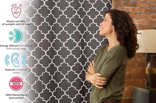 Miniatura 4 de Cortina opaca Hlc.Me térmica, para oscurecer y brindar privacidad a la habitación y comedor, con ojales, para ventana, diseño marroquí