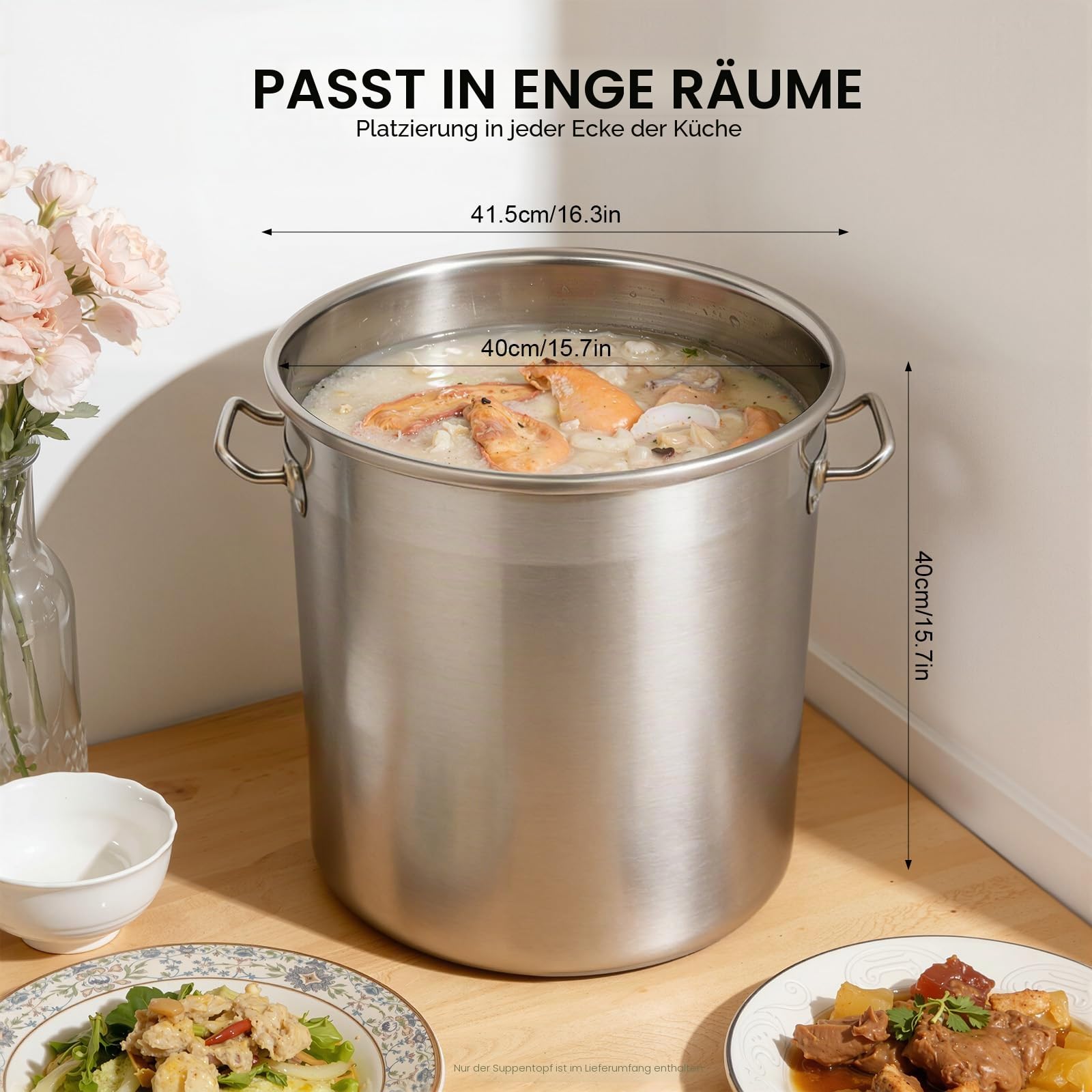 Edelstahl Eimer mit Deckel | 50L Edelstahleimer | Kücheneimer | Edelstahl Behälter mit deckel | Milcheimer Suppentöpfe für Küche, Industrie, Gastronomie & Haushalt