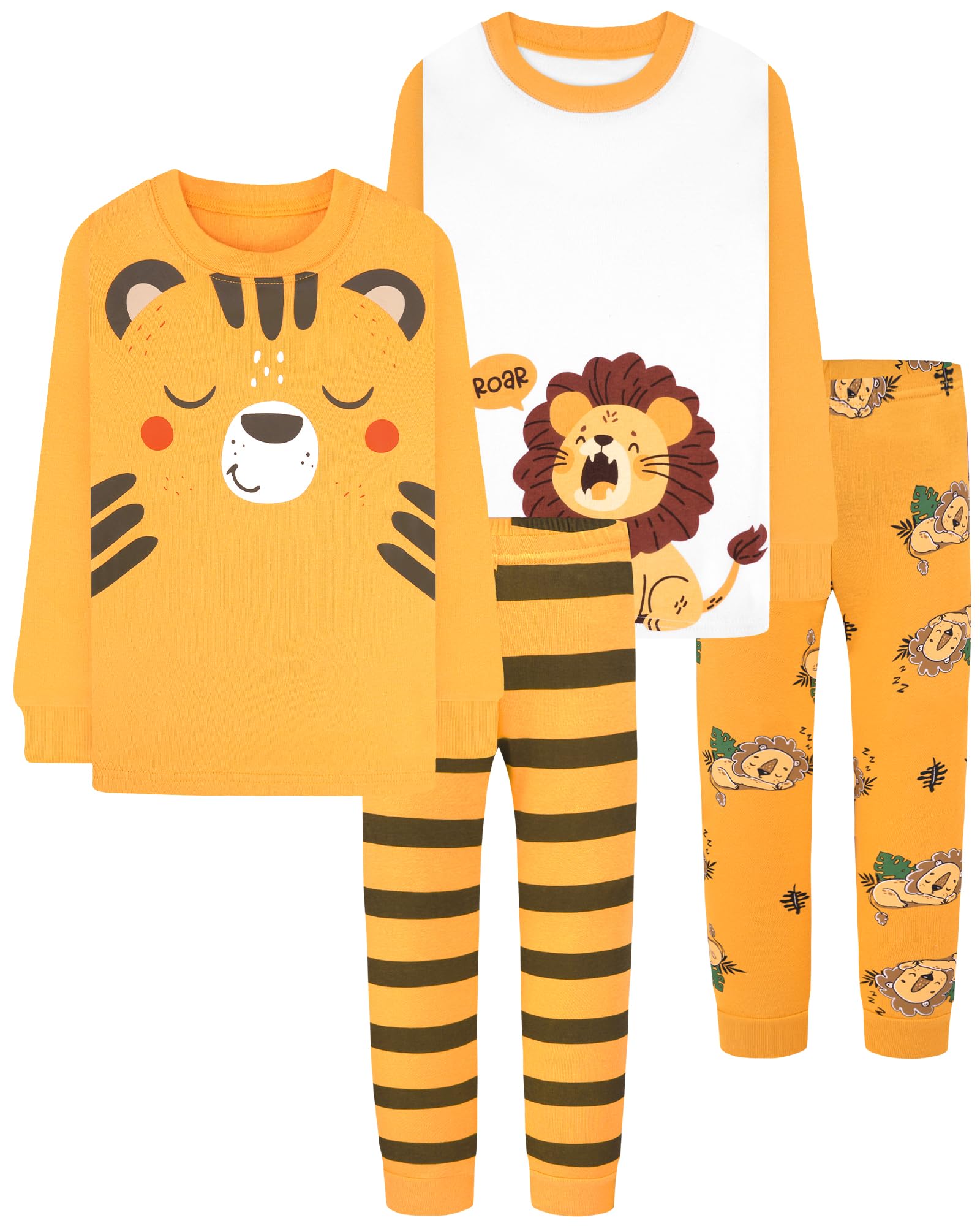 DAUGHTER QUEEN Boys Pajamas 4 Pieces Long Set 100% Cotton Sleepwear Size 18 Months-12 Years