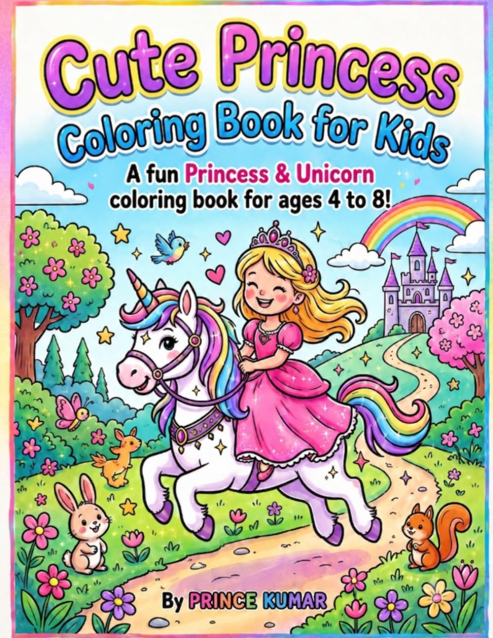 Princess & Unicorn Adventures Coloring Book: 40 Magical Scenes for Girls | Fun & Relaxing Pages for Kids Ages 4–8