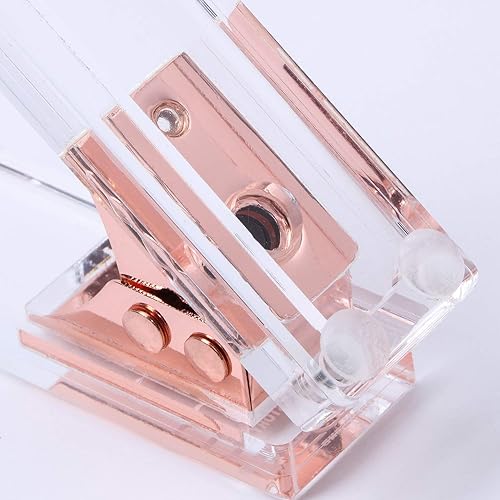 Miniatura 4 de DS DRAYMOND STORY - Perforadora acrílica de oro rosa y removedor de grapas, serie de artículos de escritorio (ideas de regalos de boda para