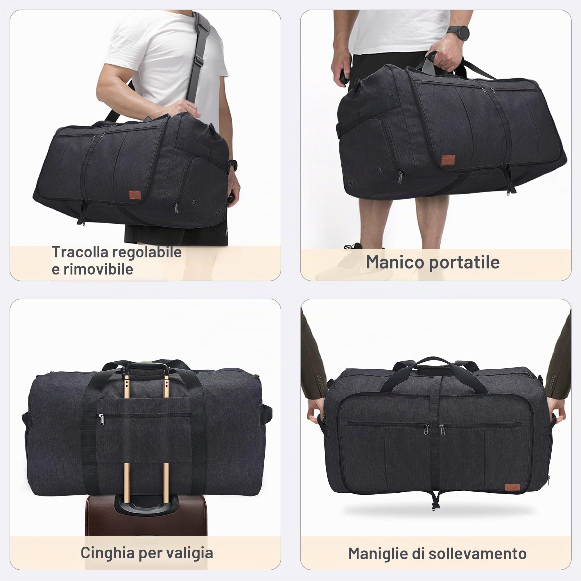 Urtala 120L Borsone da Viaggio Borsone Palestra Uomo Donna, Borsa Sportiva con Scomparto per Scarpe e Tracolla, Leggero e Impermeabile