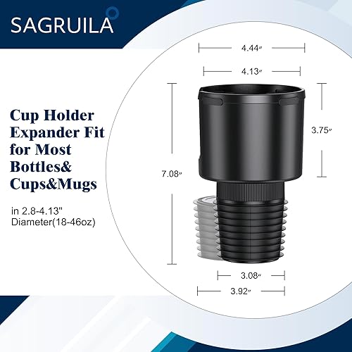 Miniatura 8 de Expansor de portavasos para automóvil con base de goma elástica, adaptador de portavasos grande compatible con Yeti, Hydro Flask, Nalgene, Stanley,