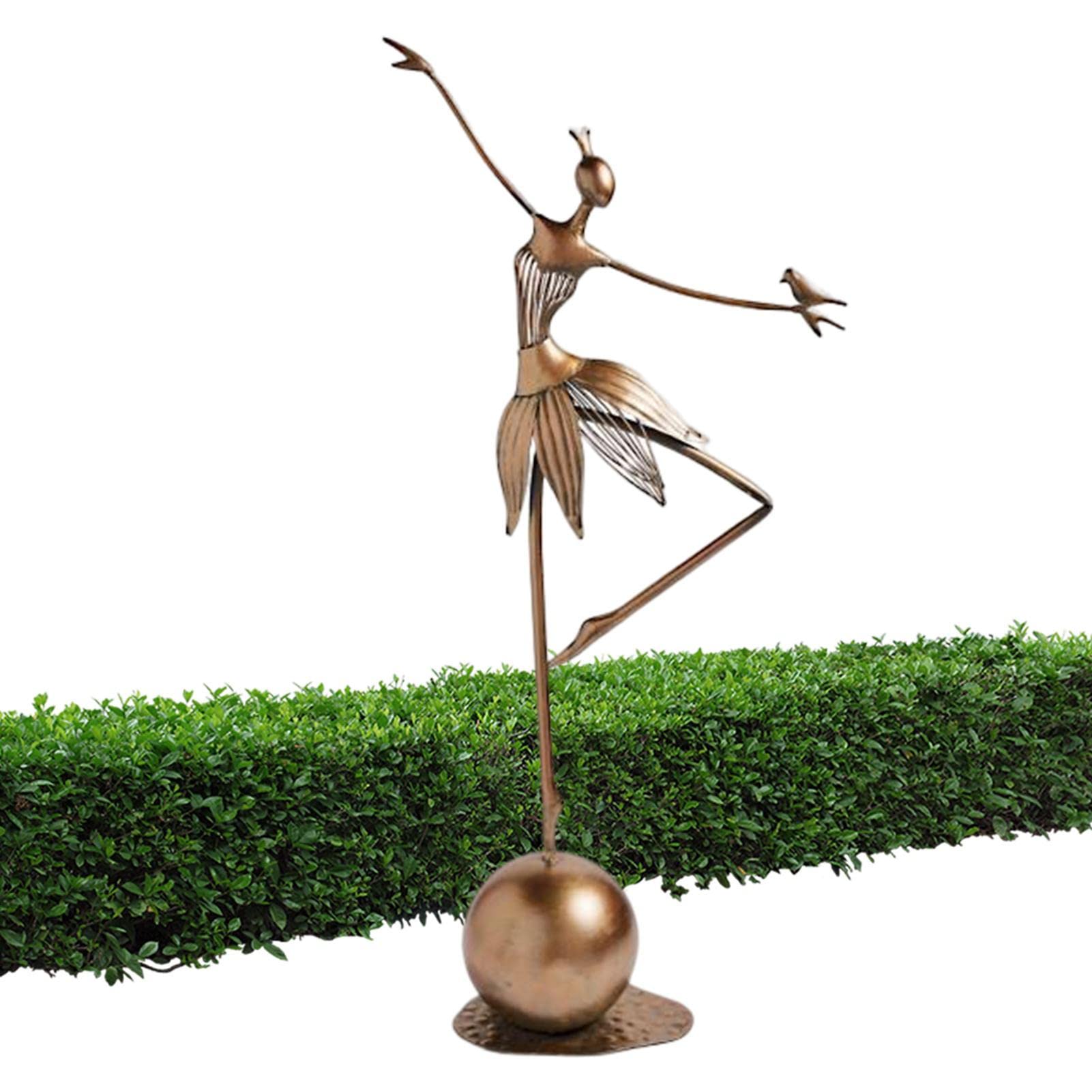 Statua da Giardino in Metallo Ballerina in Piedi Ballerina da Giardino Scultura Moderna Ballerina Statuetta Ballerina Statua in Metallo Decorazione Esterna per Cortile Portico Patio Prato