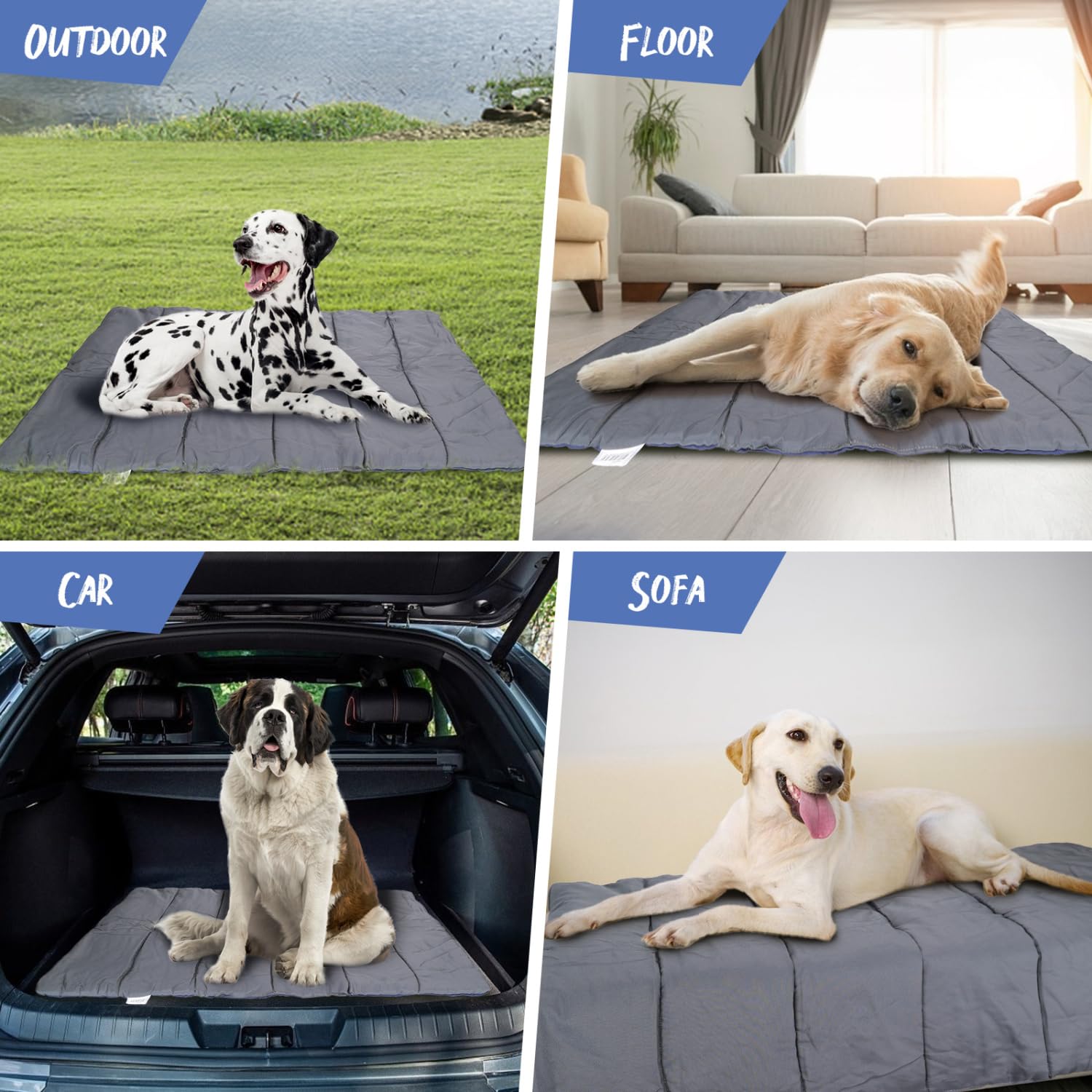Nobleza Tapis Chien Grand Taille, Panier Pliable, Coussin Lavable, Lit Voyage Exterieur, Matelas Refroidissement, 110x68cm