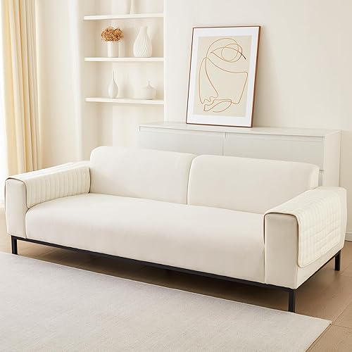 Miniatura 8 de TOPCHANCES Funda de sofá modular, antideslizante, gruesa, de terciopelo, de felpa, para sofá y respaldo, para sala de estar, mascotas, niños,