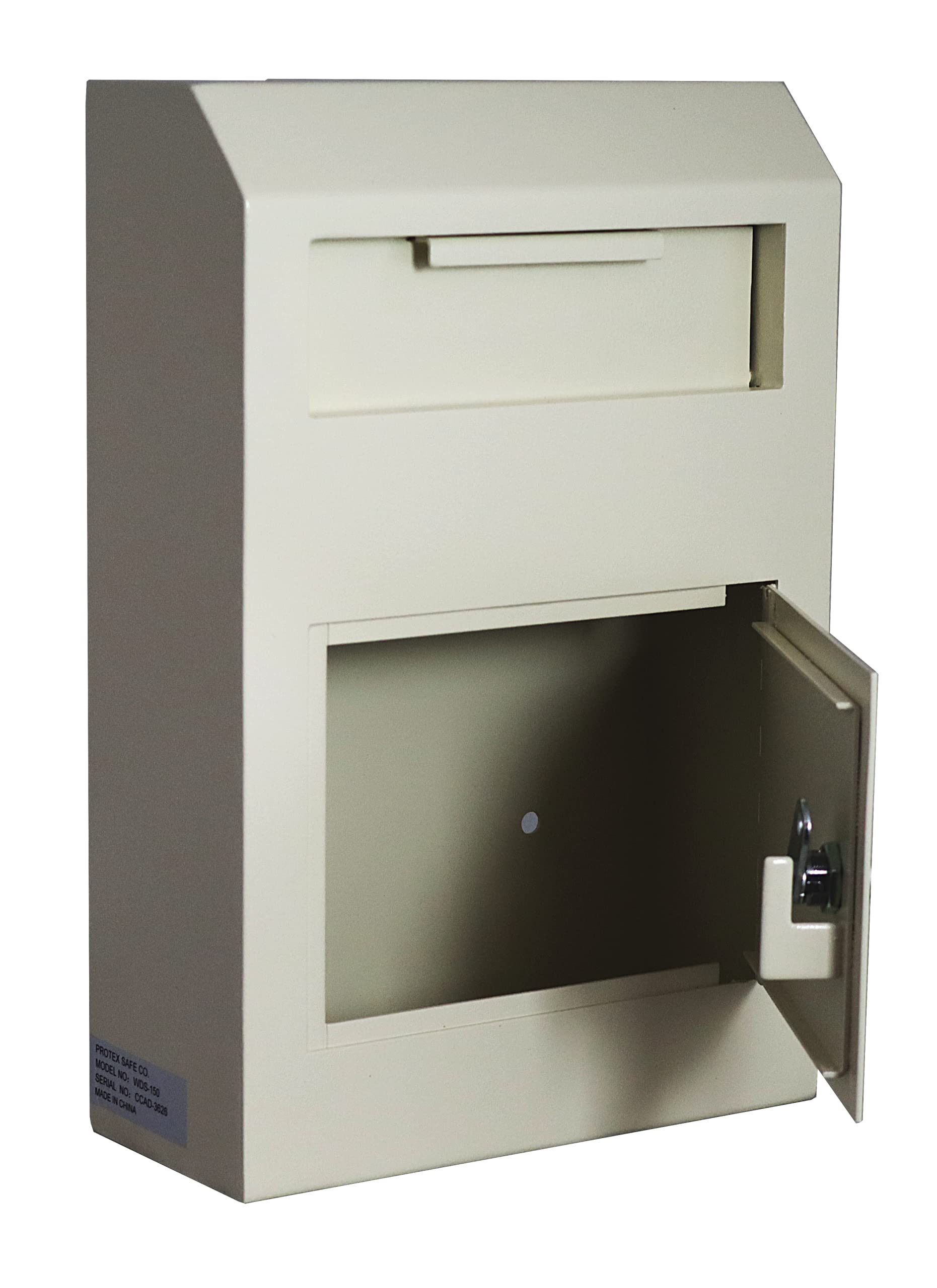 Protex Wall-Mount Drop Box Safe (WDS-150), Piano hinge, secure