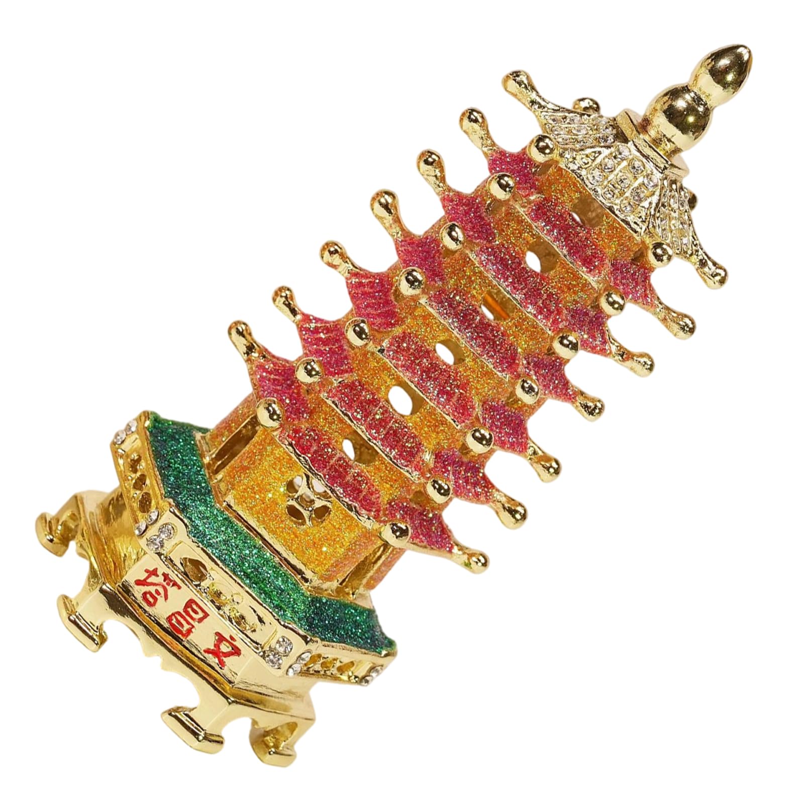 Kaeltsyn Metal Enameled Pagoda Jewelry Case with Spacious Interior for Rings Necklaces Earrings Chinese Cloisonne Jewelry Box