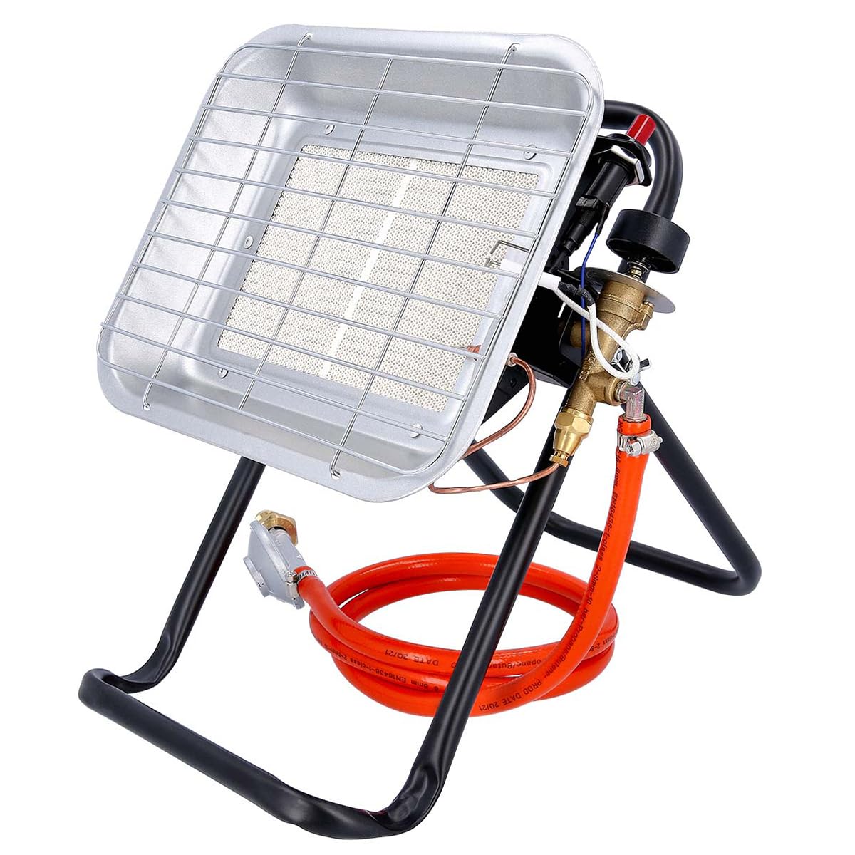 Chauffage à gaz portable 4,5 kW - Allumage piézo - Convient pour gaz Calor - Zone de chauffage 20-60 m² - Tuyau de 150 cm - Régulateur de pression 37 mbar - Chauffage autoportant au propane TOUGH