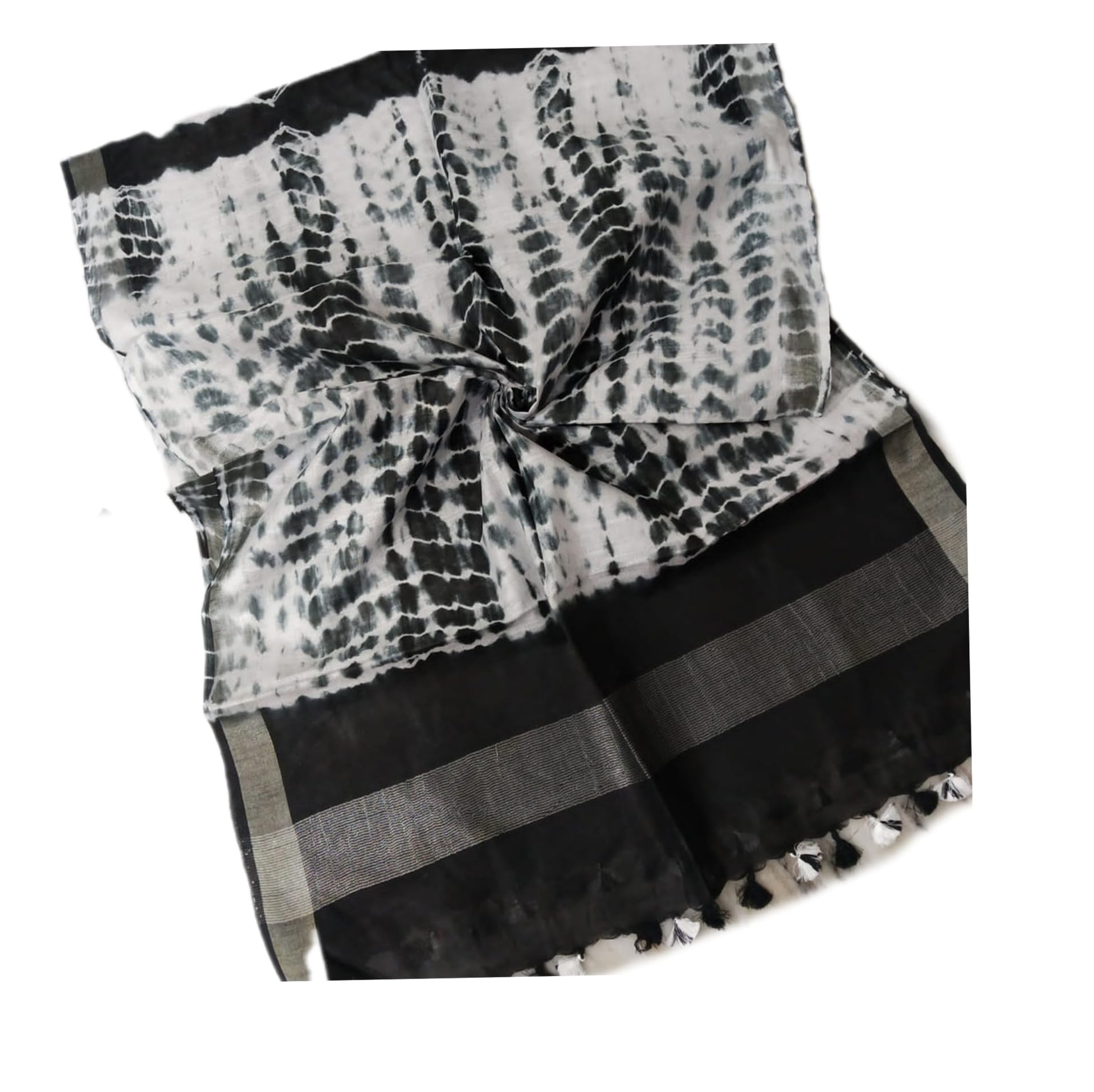 zafreen handloom Women's Bhagalpuri Semi Linen Dupatta (Stole), Hand Bandhani Shibori Dye, Full Size 2.4 metres With Tassels-picture-10