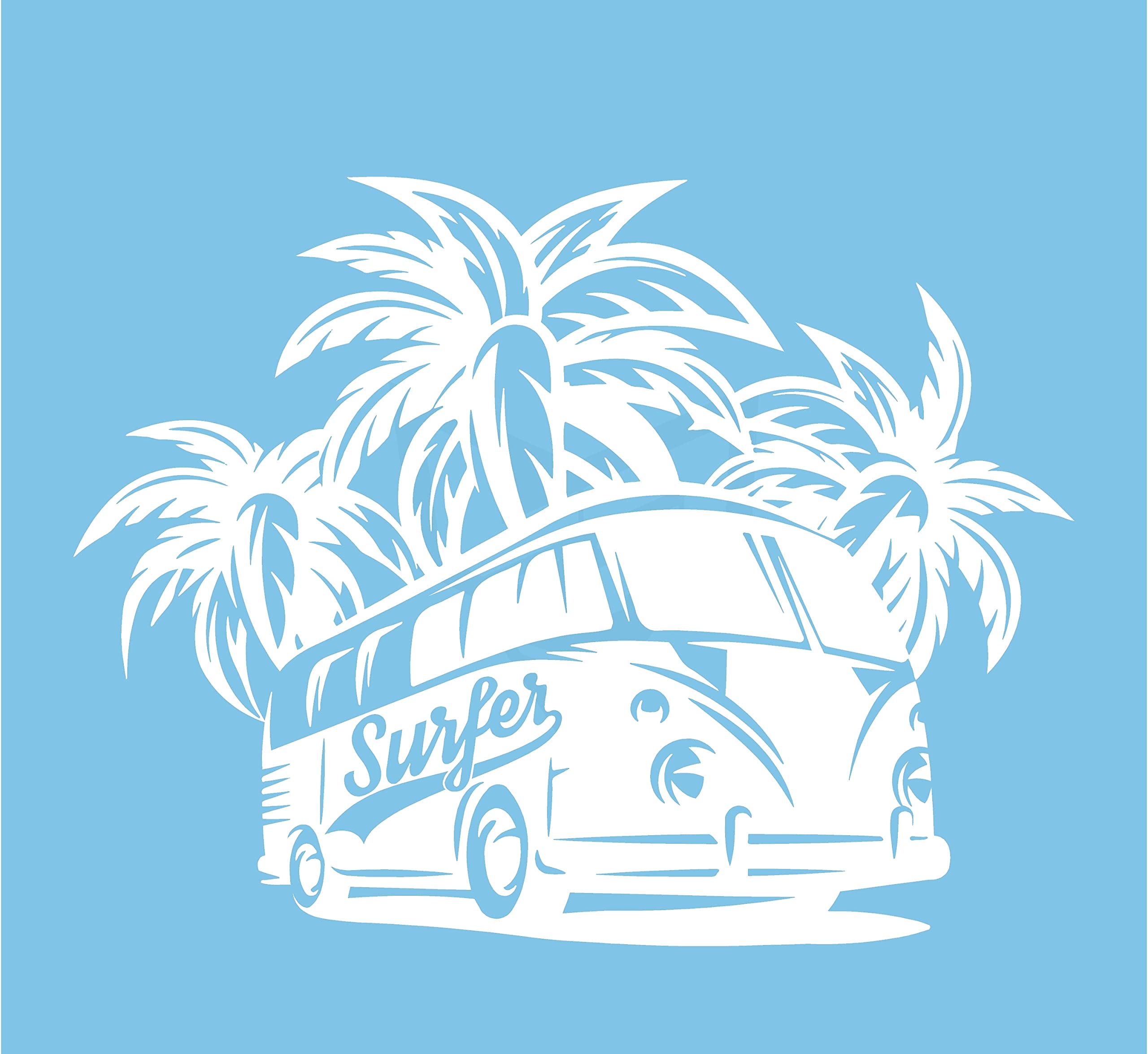 Artstickers 2 Unidades Pegatina Furgoneta Camper Pegatina Furgoneta Surfer, Pegatina Caravana, Pegatina Autocaravana. (Blanco, 18 x 11cm)