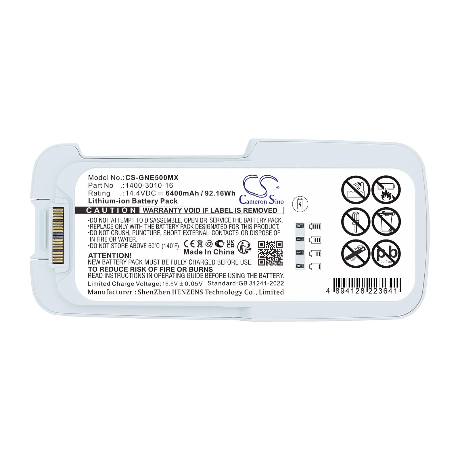TECHTEK Batteria 6400mAh compatibile con [Inogen] One G5, Rove 6 sostituisce 1400-3010-16, BA-500, BA-516