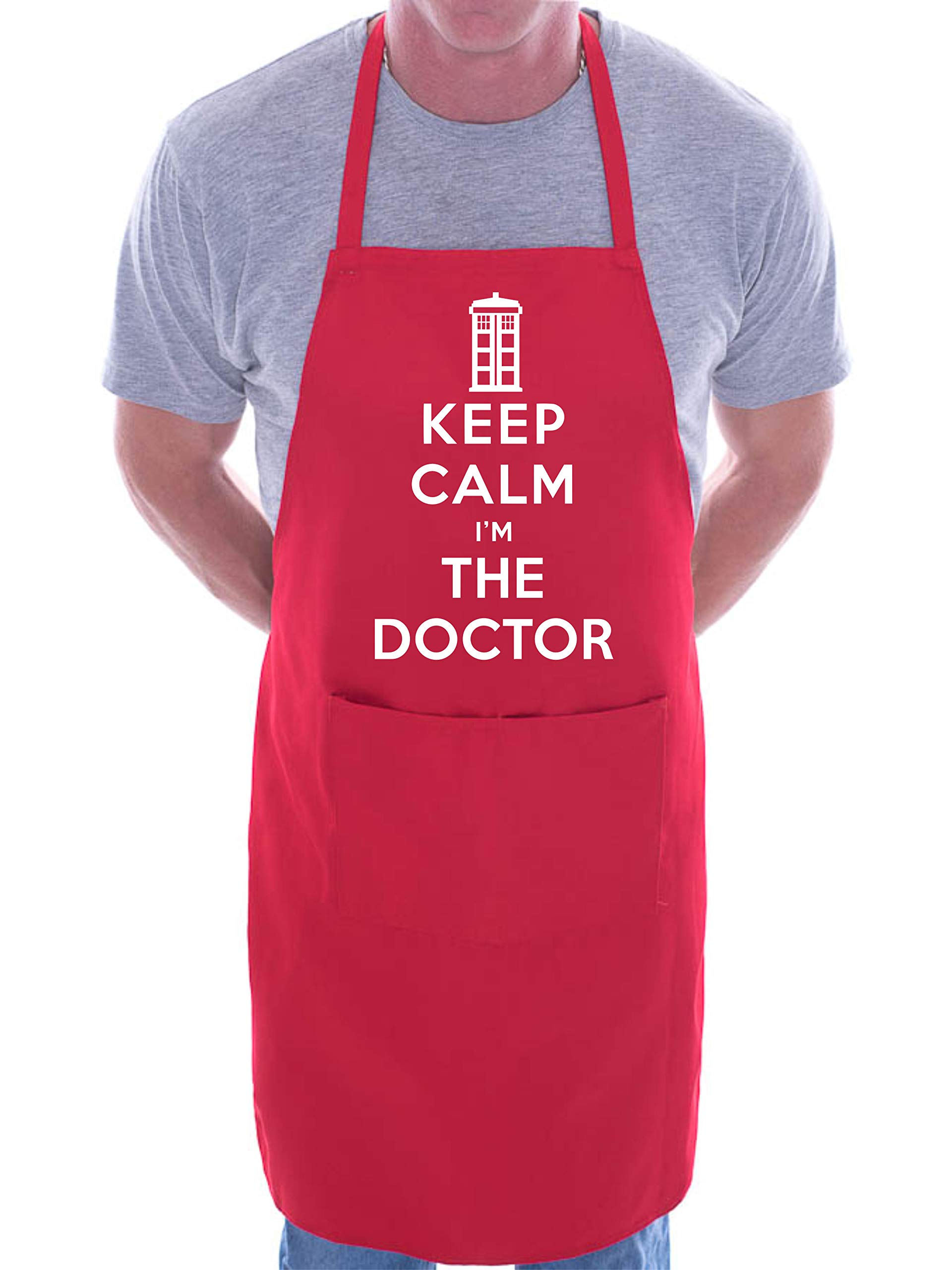Print4u Men's Red Keep Calm I'm The Doctor Novelty Cooking Apron