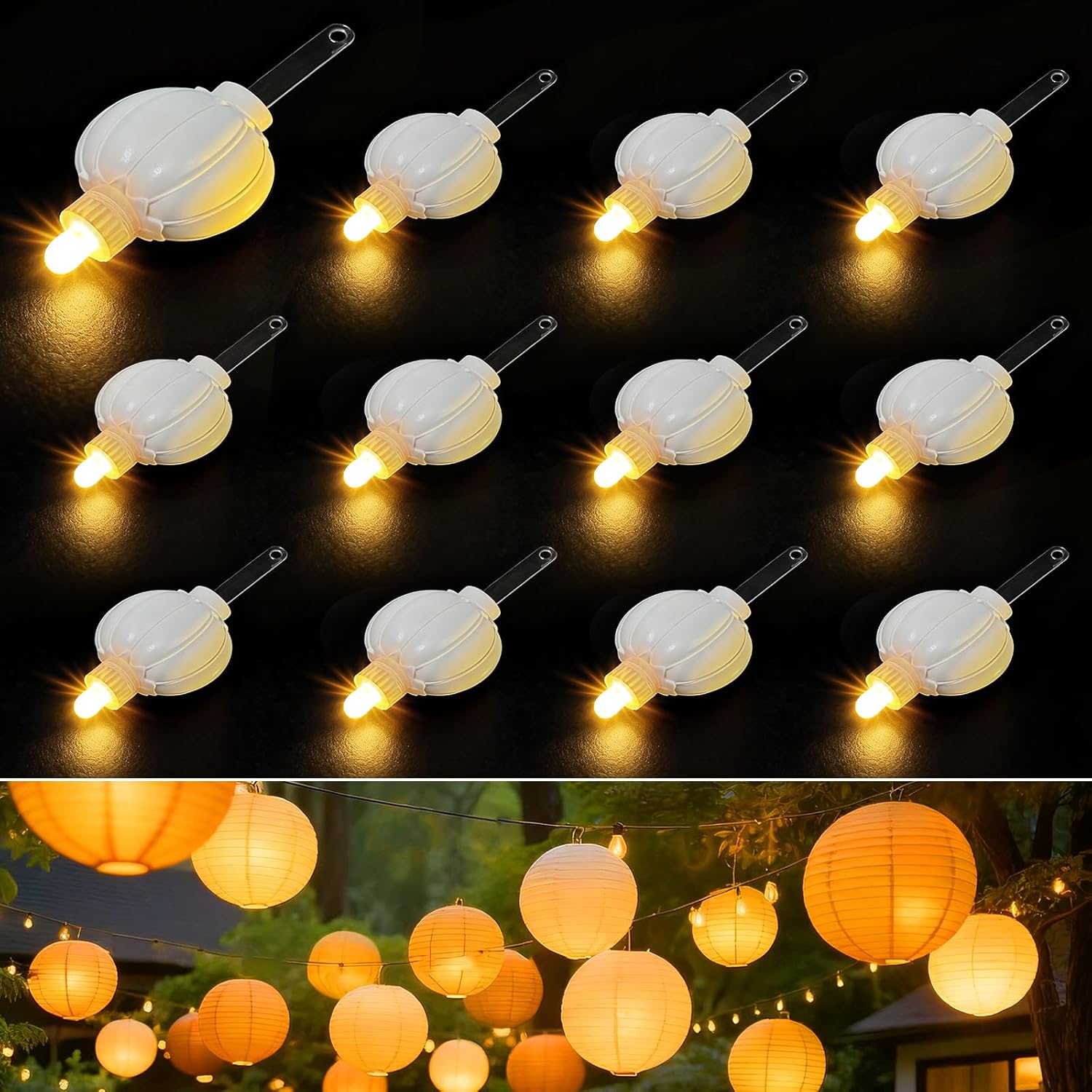 Aogist 48 Pack Small LED Lights Battery Powered Waterproof Hanging Light Last 48 Hours for Paper Lanterns,Balloons,Floral,Weddings & Festival Christmas Decorations,Warm White