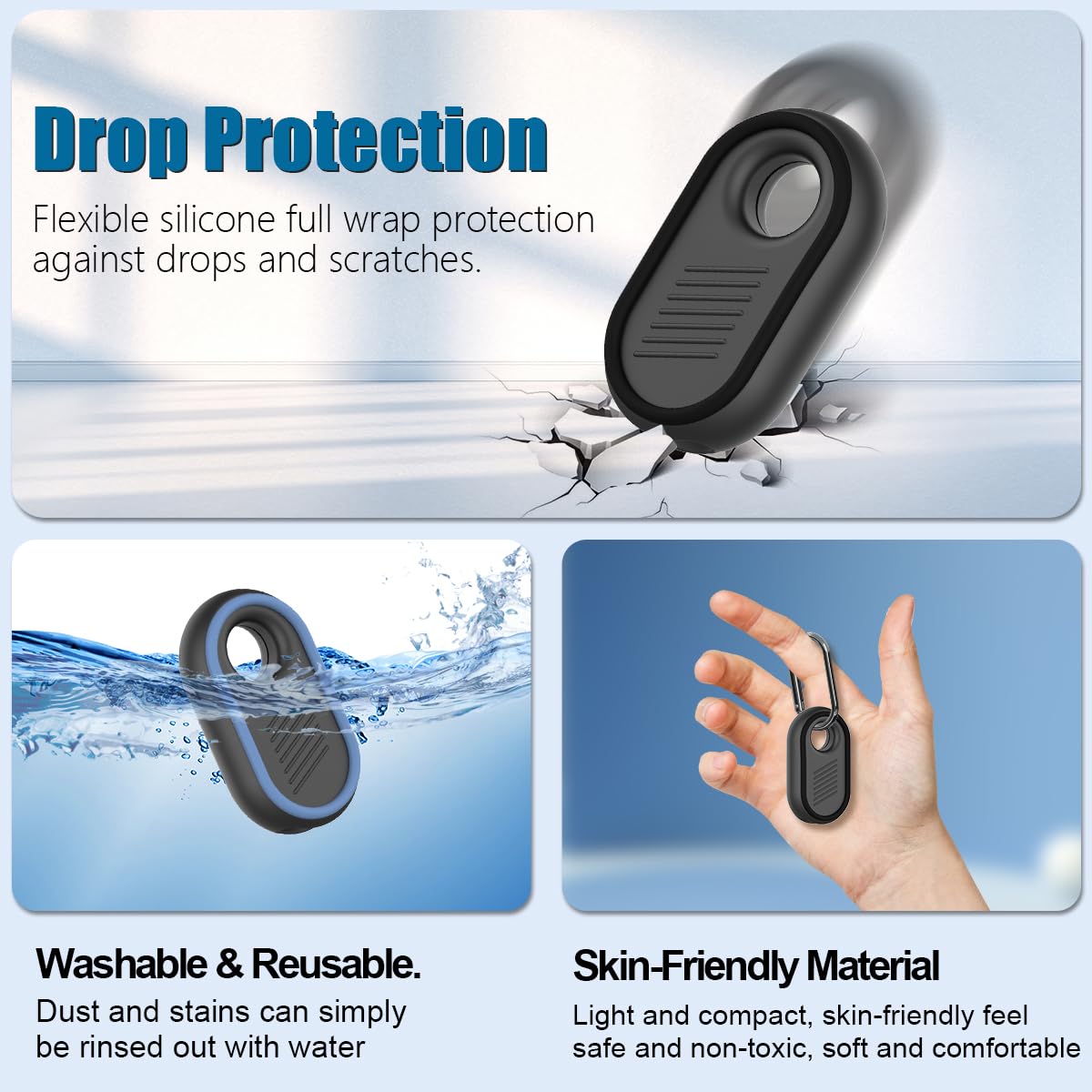 Samsung Galaxy SmartTag2 case black and blue full view