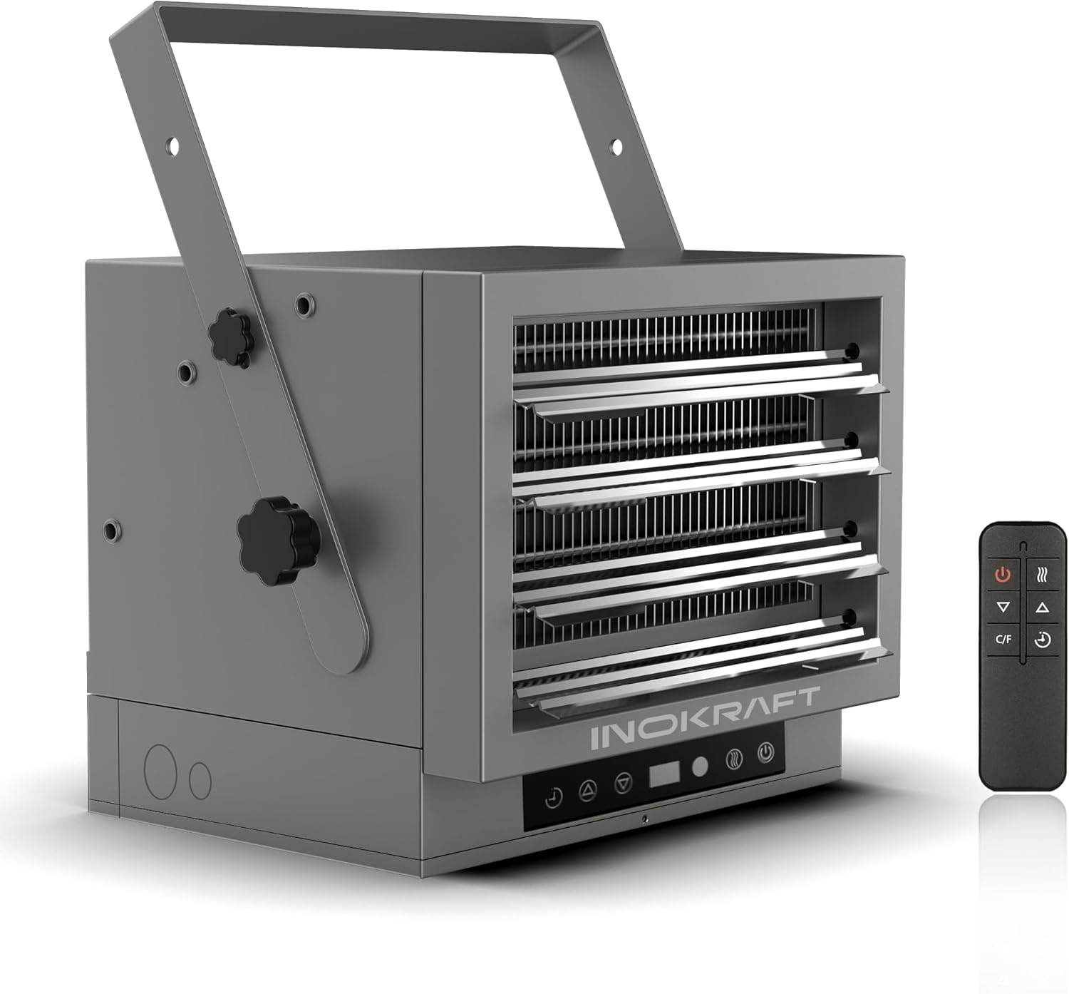 InoKraft 7500W Electric Garage Heater with Remote, Ceiling Mount Fan Forced Shop Heater with Digital Thermostat, 240V Hardwired Space Heater for Garage&Workshop, 12-hour Timer and Overheat Protection 7500-Watt Hardwired