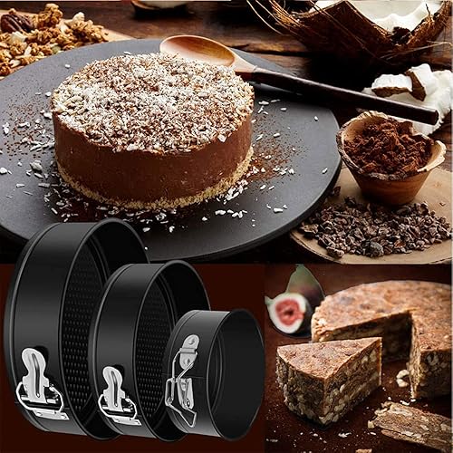 Miniatura 6 de Juego de 3 moldes para tartas de queso, moldes redondos antiadherentes con parte inferior extraíble, moldes para pasteles para mini tartas de queso,