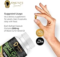 Vista 9 de KING TUT'S SECRET Cápsulas de semillas negras – 500 mg 100 cápsulas blandas – Extracto de Nigella Sativa, suplemento de comino negro