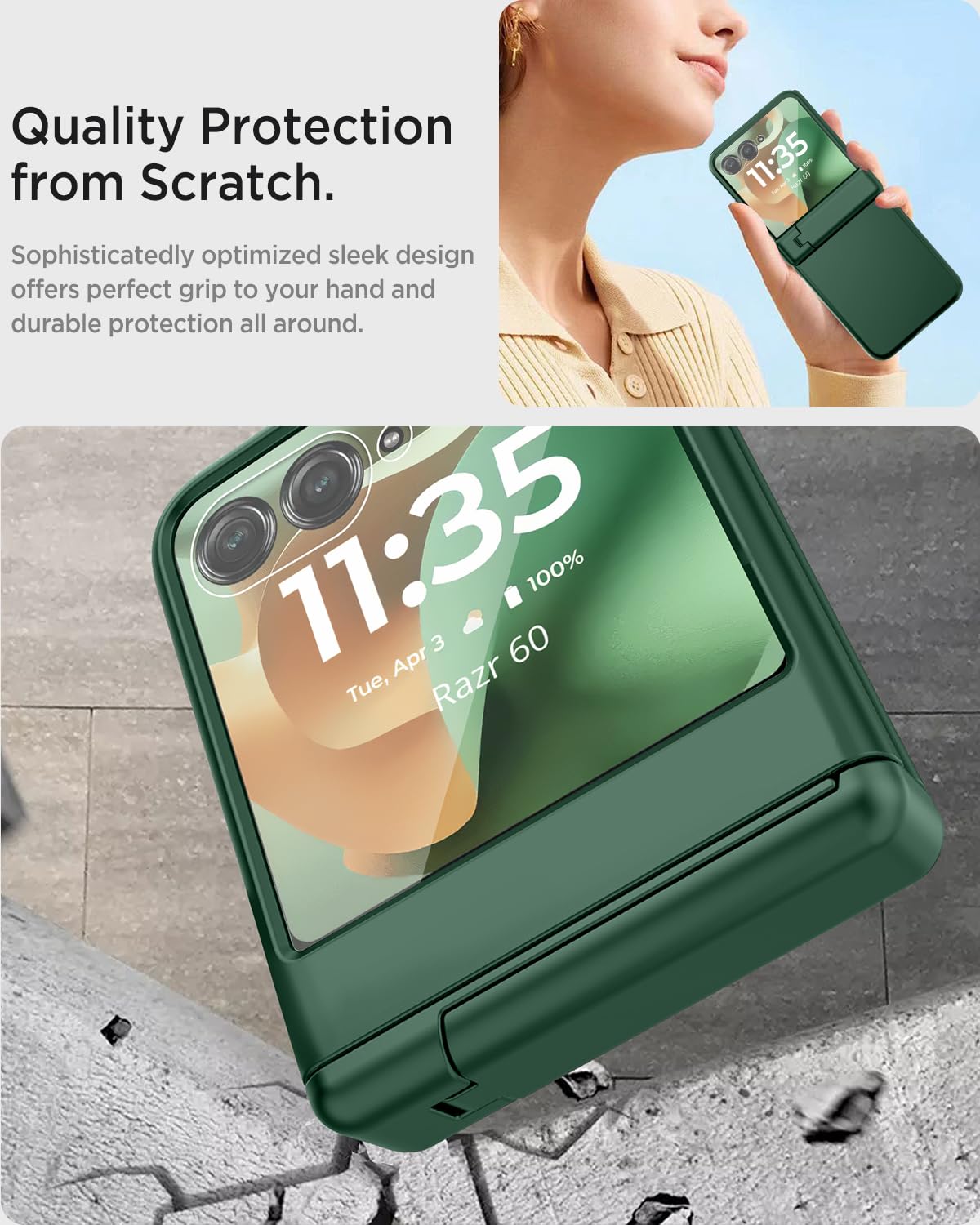 Miimall Custodia sottile per Motorola Razr 2025 con protezione per cerniere, custodia Razr 2025 [cavalletto integrato] [protezione per schermo e fotocamera] [antiurto di grado militare] cover rigida