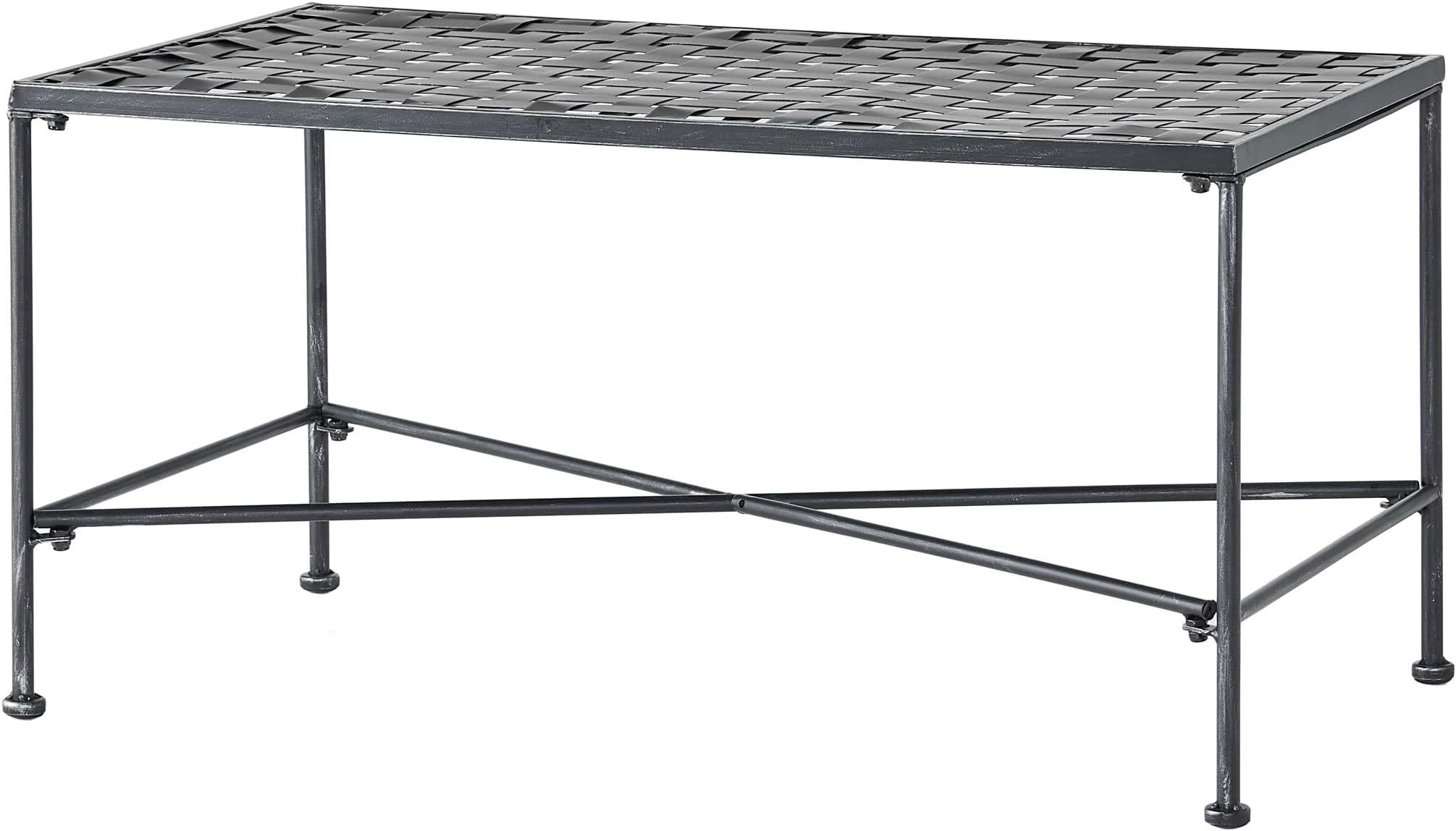 Petra Iron Coffee Table, Black Brush Silver