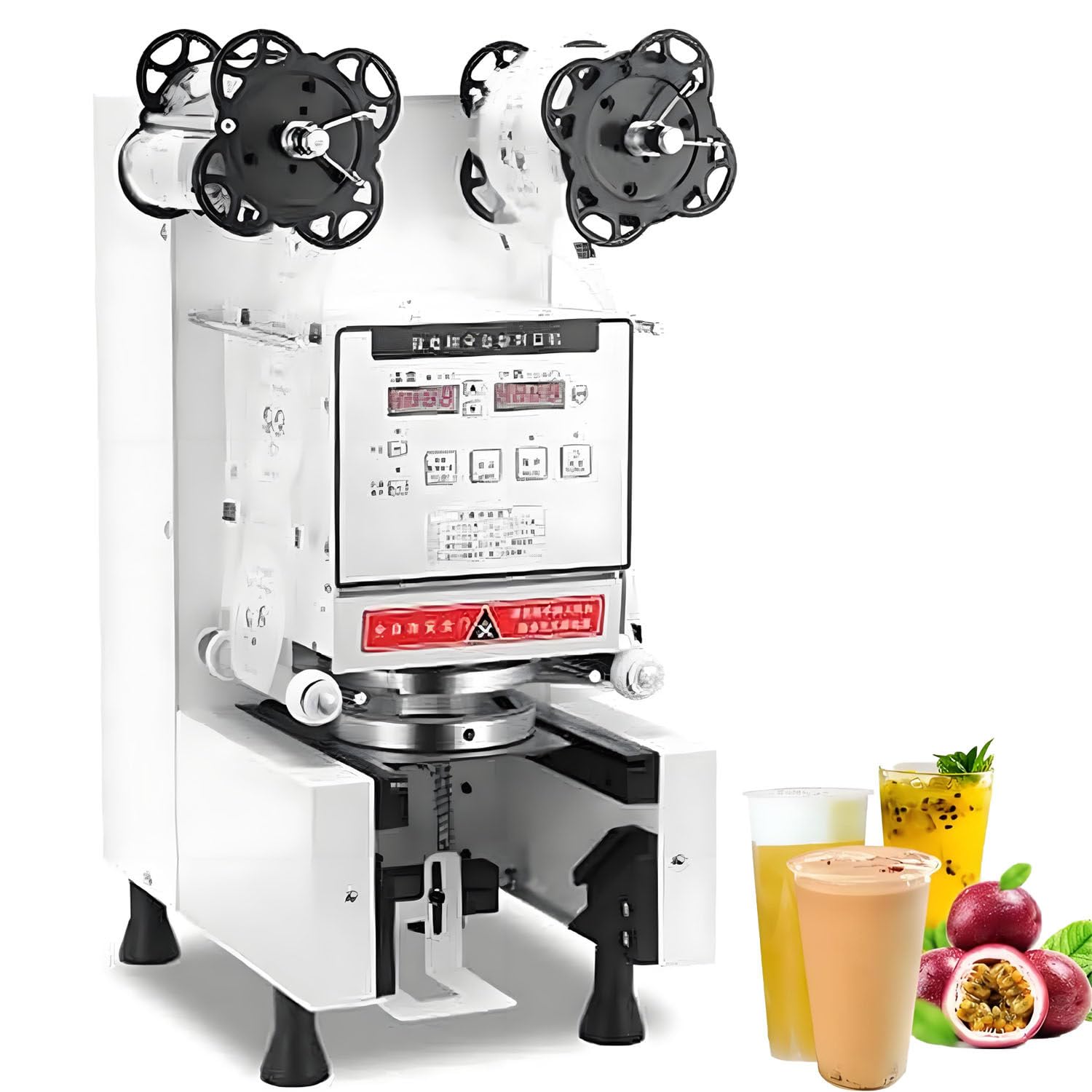AiODiO Automatic Cup Sealing Machine，Compatible with 90mm and 95mm Cups, Seals 500-650 Cups/Hour, Leak-Free Technology, with LCD Counter，for Milk Tea, Coffee & Smoothies White