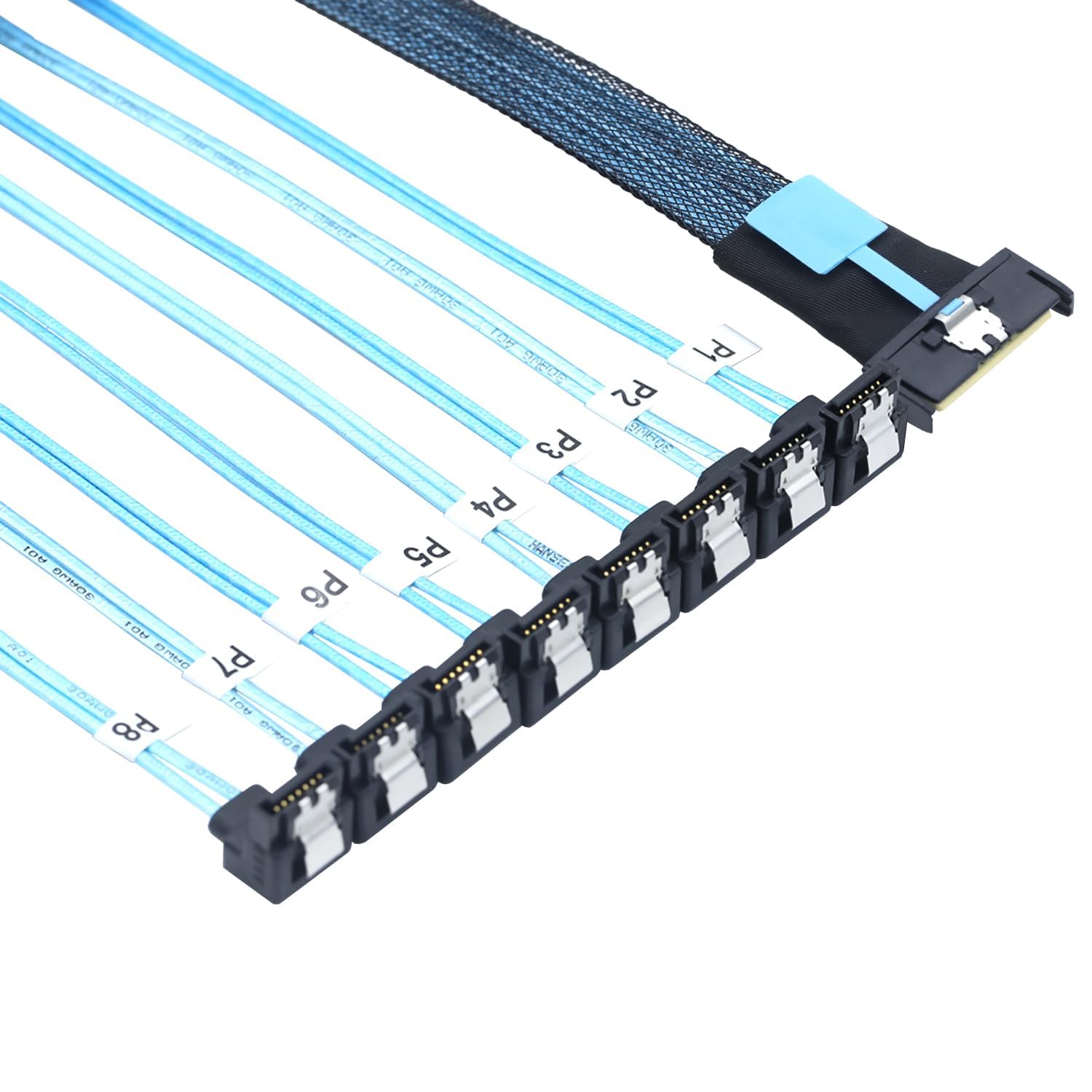 MCIO 74P 8X 8I SAS SFF-8654 8i PCI-E Ultraport Slimline 5.0 do 8X SATA 7P 90 stopni żeński kabel adaptera (0,5 m)