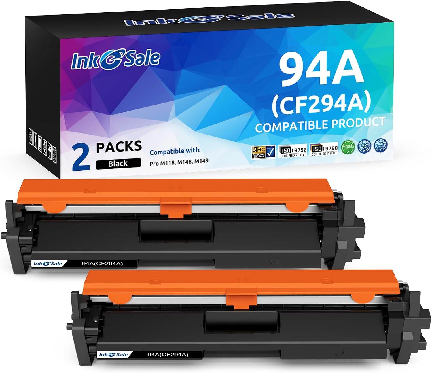 INK E-SALE 94A CF294A Toner Cartridge Replacement for HP 94A 94X CF294A CF294X Black Toner Cartridge for HP LaserJet Pro M118dw MFP M148dw M148fdw M149fdw Printer, 2-Pack