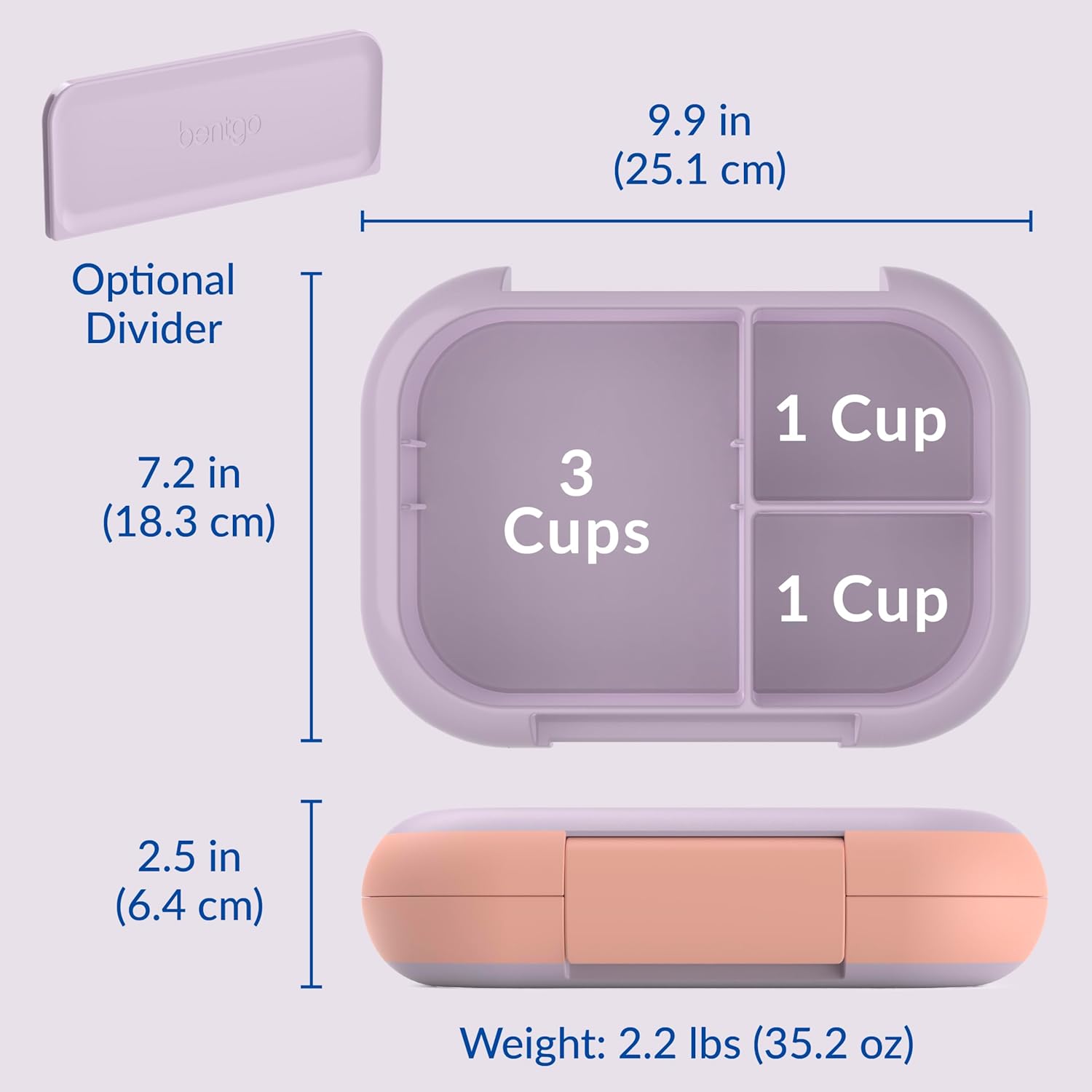 Bentgo Chill Max Leak-Proof XL Lunch Box - Included Ice Pack Keeps Food Cold; 5-Cup Capacity for Adults & Ages 8+, 3 or 4 Compartment Bento Box, BPA-Free, Dishwasher Safe (Lavender & Peach Blossom)