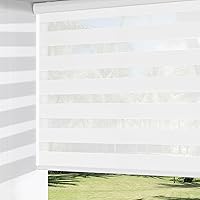 ChrisDowa Cordless Zebra Blinds 20x72 White - Dual Layer Free-Stop Light Filtering Roller Shades for Windows, Privacy & Home Office