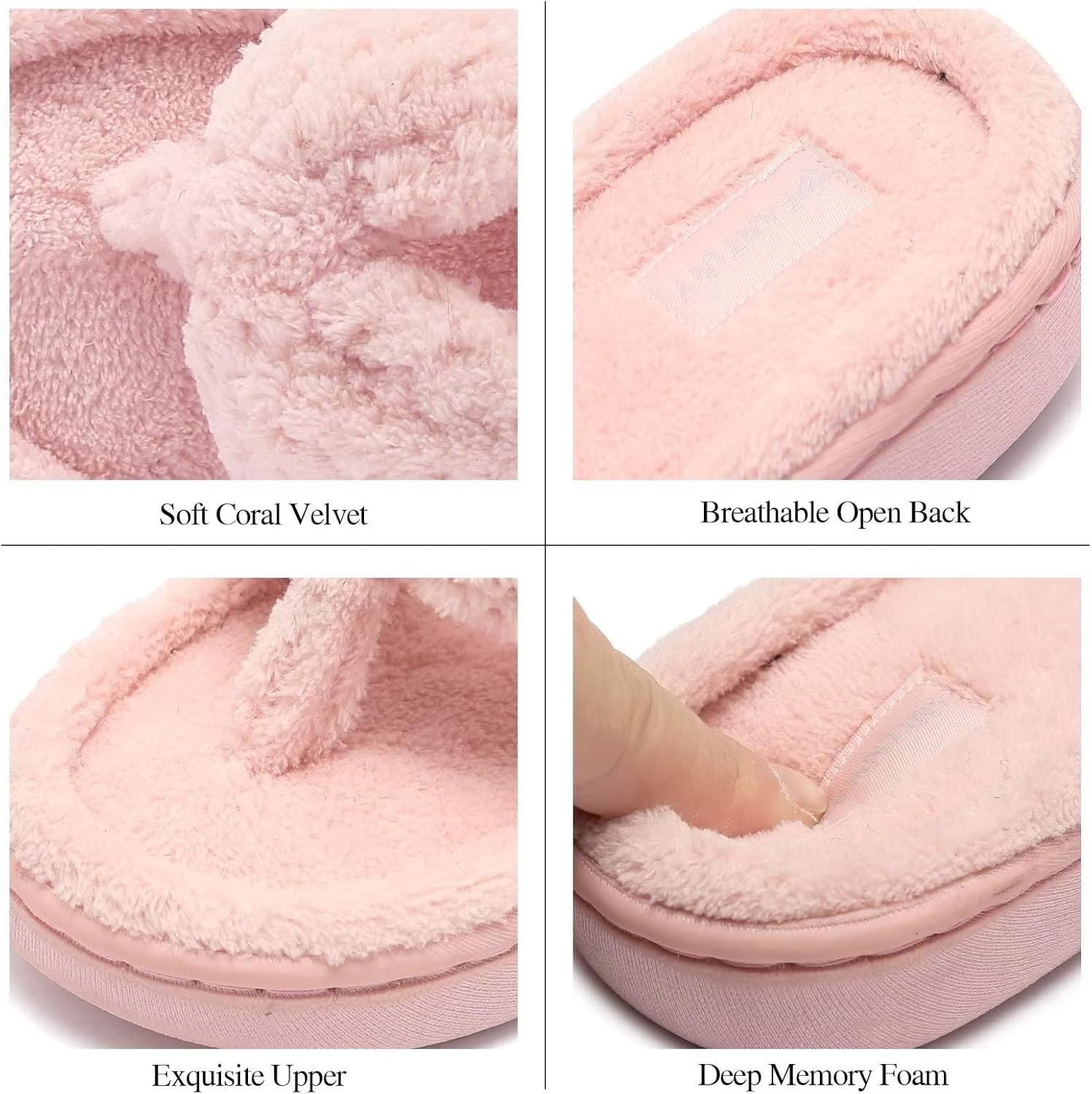 CIOR Women's Cozy Memory Foam Spa Thong Flip Flops House Indoor Slippers Plush Gridding Velvet Lining Clog Style-U1MTW017-0716 - Image 6