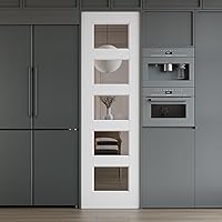 Vista 9 de 3-Lite - Losa de puerta de vidrio transparente templado de 18 x 80 pulgadas, coctelera interior pintable, adecuada para sala de estar, despensa