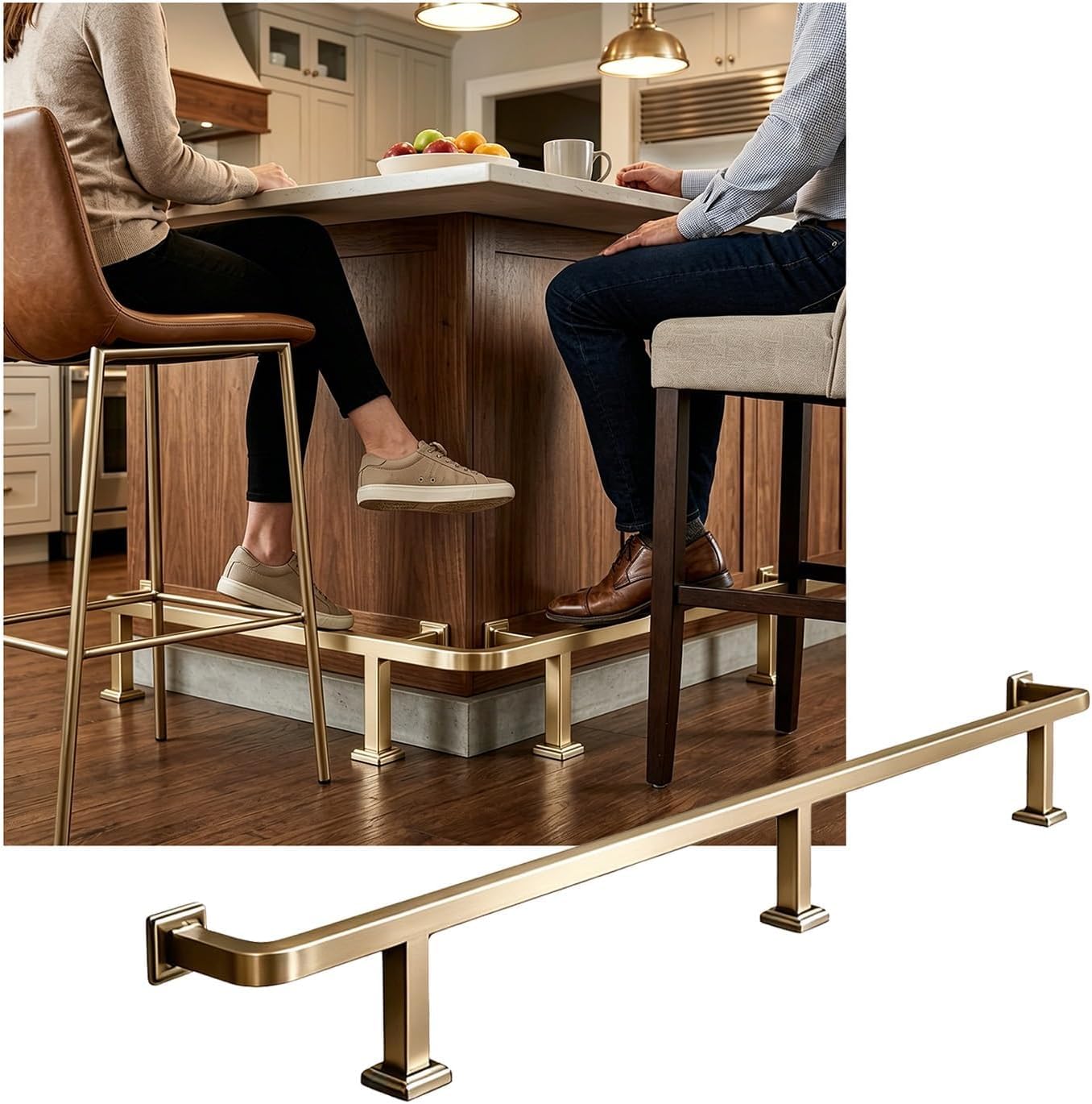 LXXW Bar Foot Rail Bar Foot Rail for Indoor, Kit, Bars Feet Rest for Restaurant Kitchen Library Reception Desk(Champagne Gold,3.5M/11.48FT)