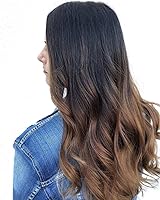 Vista 14 de Tressmatch 16 pulgadas (18 pulgadas) Remy extensiones de cabello humano clip en ombre apagado Negro/Medio/Castaña café Full Head Volumen Set 9