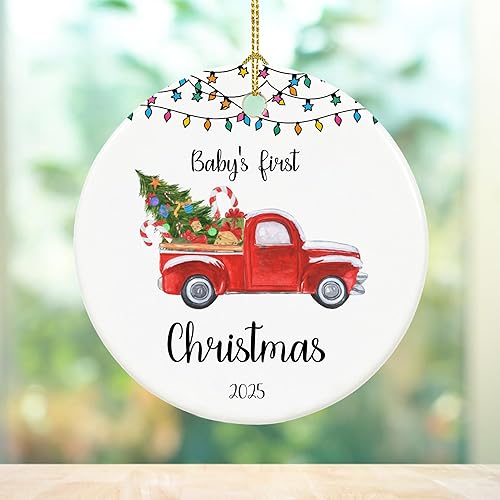 Miniatura 5 de Adorno para la primera Navidad del bebé 2025, adorno de mi primera Navidad 2025, adornos de Navidad para bebés de 2.9 pulgadas, decoración colgante