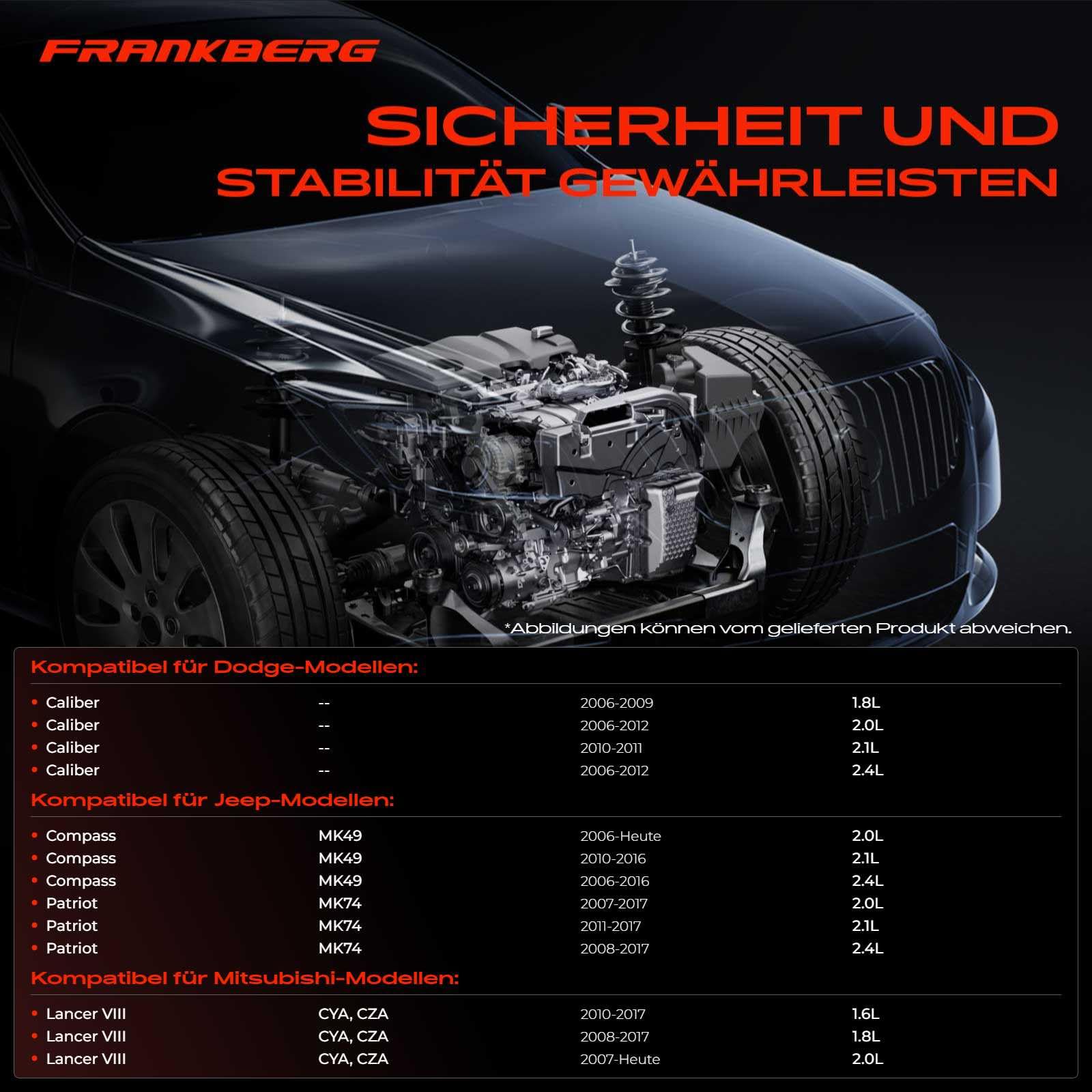 Frankberg 2 soportes de motor MN101441 | Compatible con: Brújula MK49, Patriot MK74, Lancer VIII Sportback CXA, Lancer VIII CYA CZA, Calibre