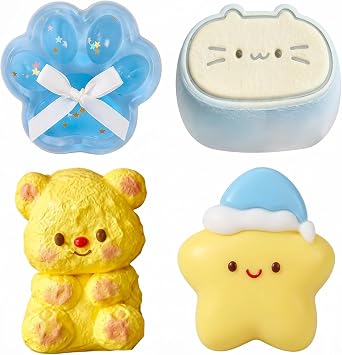 4 Taba Squishy, Squishy Set, Squishies, Adorable and Diverse, Ideal for Desk Decorators and Home Decoration Aficionados