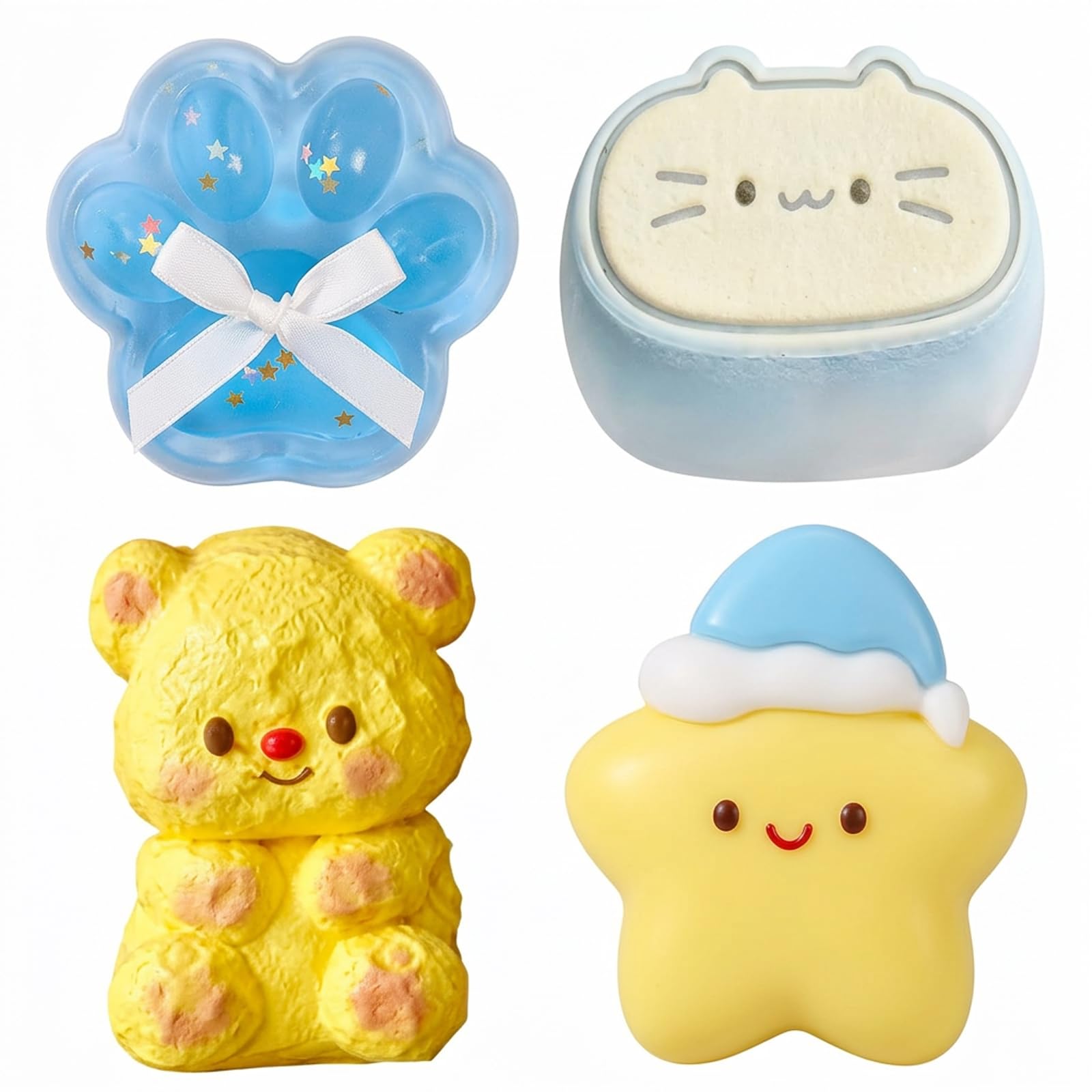 PRVCFZ 4 Taba Squishy, Squishy Set, Squishies, Adorable and Diverse, Ideal for Desk Decorators and Home Decoration Aficionados