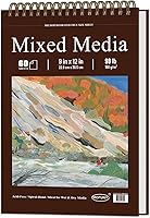 Vista 9 de Cuaderno de bocetos para medios mixtos de 9" x 12" - Cuaderno de bocetos multimedia de tapa dura, encuadernado en espiral, 60 hojas de papel