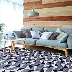 Tapete Jacquard Antiderrapante Grande e Pequeno – Para Sala e Quarto – Confortável e Decorativo – Vários Tamanhos(Geométrico Azul,1.00x1.35)