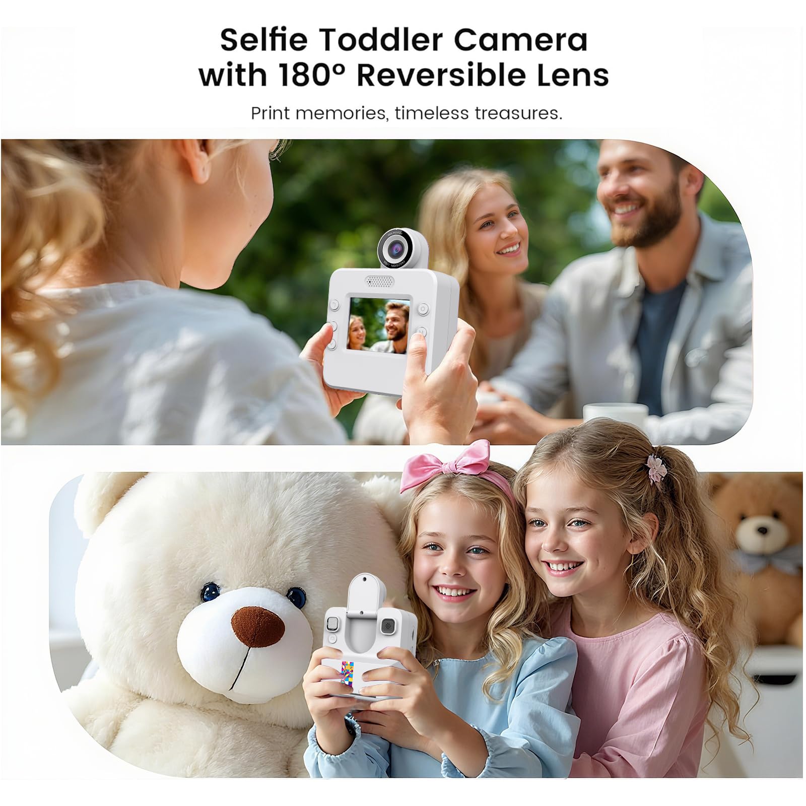 Macchina Fotografica Bambini Istantanea,2.4 Pollici 48MP Fotocamera Digitale con 32GB Scheda & Papier Photo,Regalo di Natale per Bambini dai 3-12 Anni