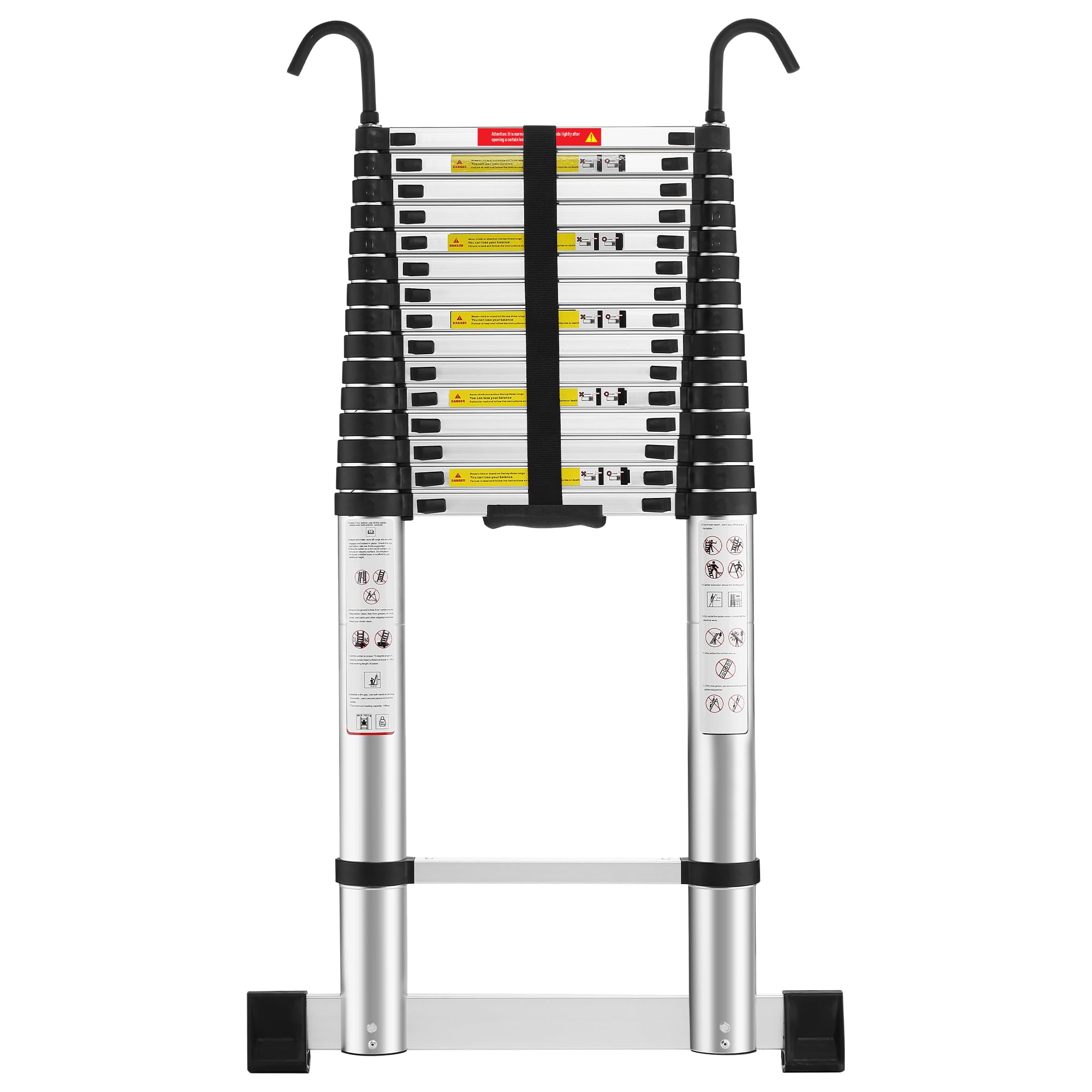 STANEW Escalera telescópica de 6,2 m de Aluminio, Plegable, reposabrazos extraíble, multifunción Portátil Plegable Extensible, Carga máxima de 150 kg