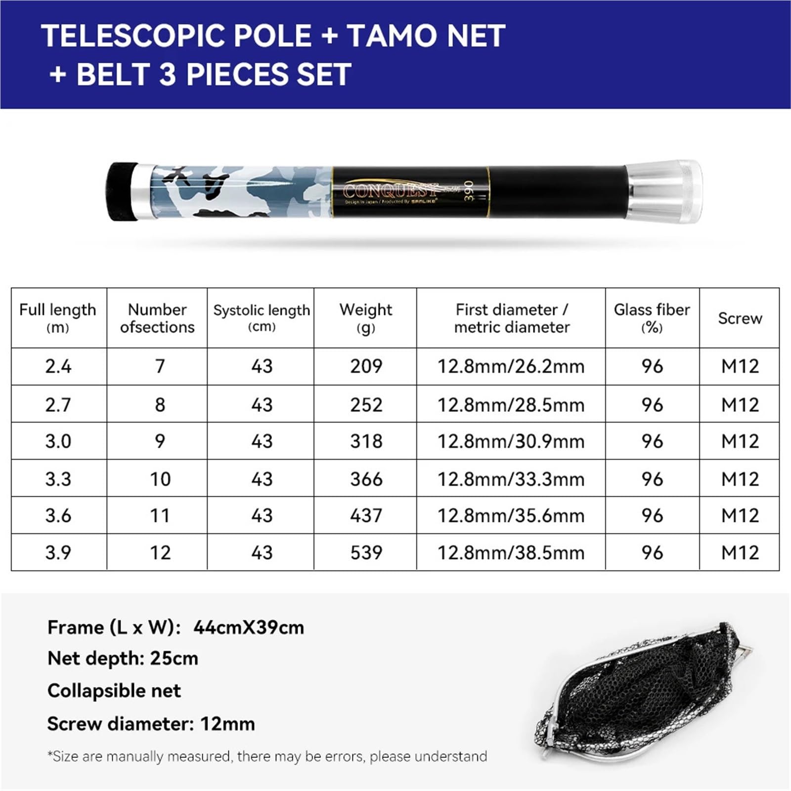 Canna Da Pesca Telescopica Canna da pesca 2.4m/3.0m Estensione telescopica portatile Manico in fibra di vetro Asta da pesca Reti da pesca Strumento da pesca