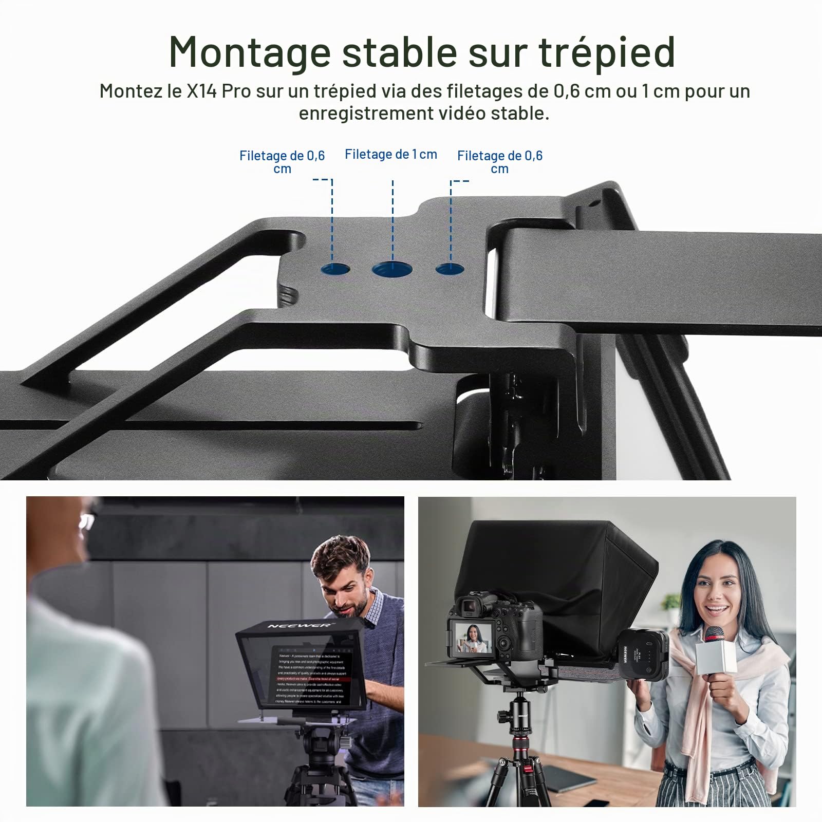NEEWER Téléprompteur X14 Pro avec Remote Control RT-110 et contrôle APP, 14" Portable sans Assemblage Compatible avec iPad Android Tablet Smartphone Caméra