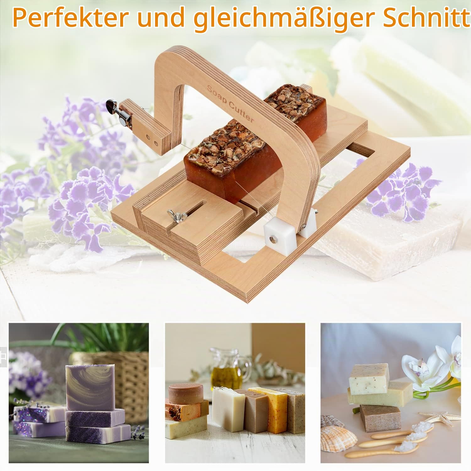 Holzseifenschneider Einstellbarer Drahtschneider Schneidwerkzeug für handgemachte Seifenherstellung Kerzen Trimmen Käse DIY Schneidwerkzeug