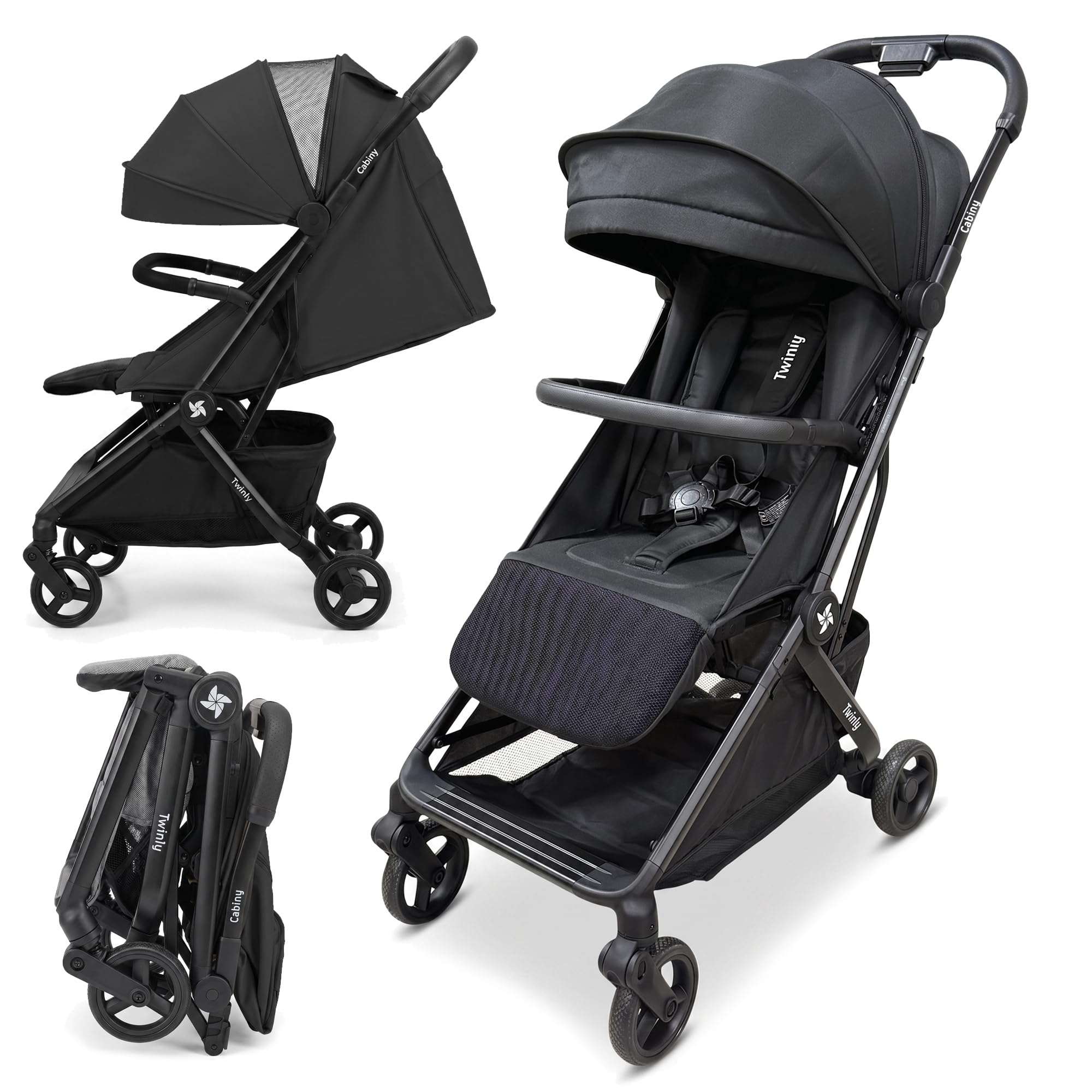 Twinly Cabiny Silla de Paseo Ligera Cabina Avión hasta 22 kg, Negro