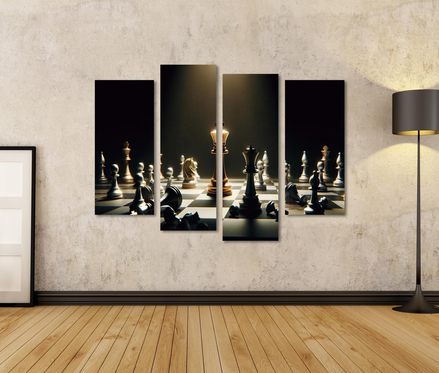 islandburner Murale La regina d'oro prevale sulla scacchiera dei caduti su tela Immagini Poster