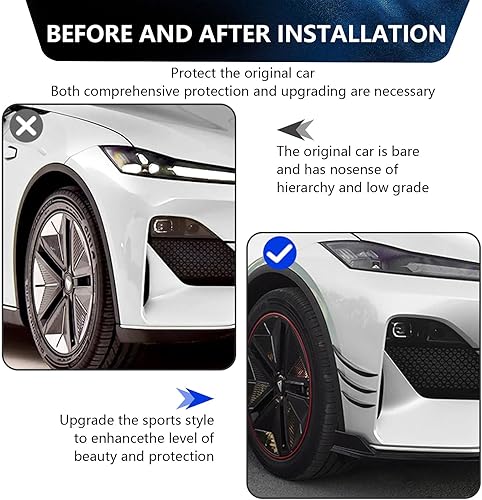 Miniatura 4 de Pack-6 Kit de canards de alerón de automóvil, difusor anticolisión corporal, calcomanías decorativas de goma suave para exteriores, divisor de