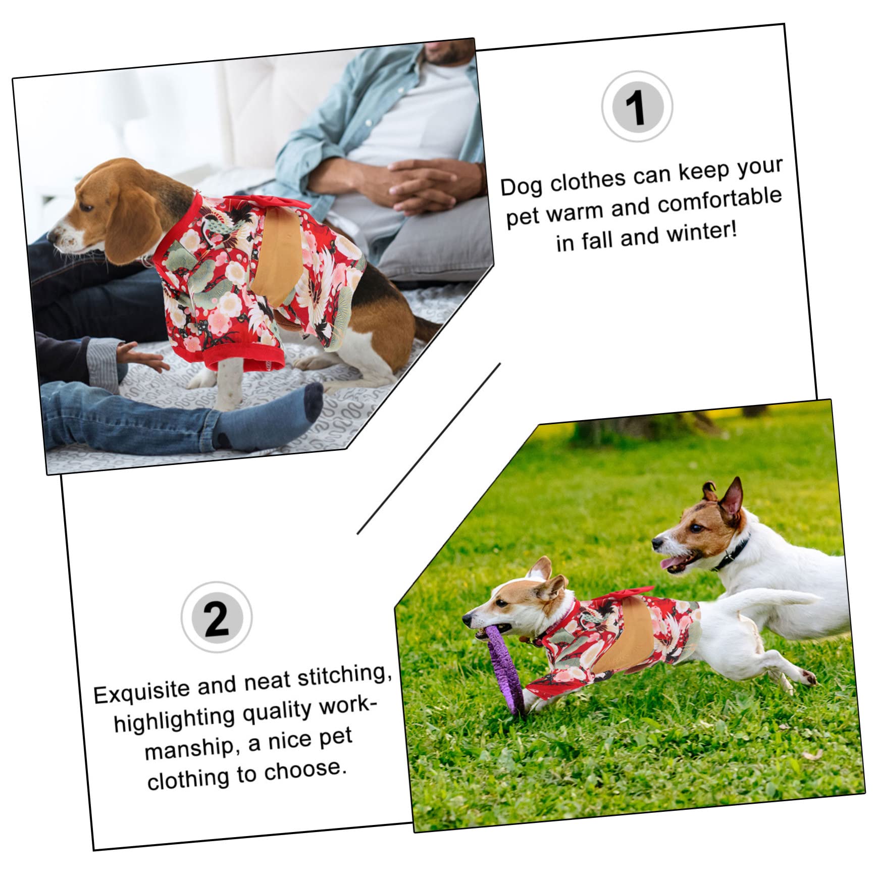 INOOMP 2pezzi Abbigliamento Per Cani Stile Kimono Giapponese Vestito Per Corgi e Altri Cani Costume Festivo Per Natale Compleanni e Occasioni Speciali Facile Da Indossare e Confortevole