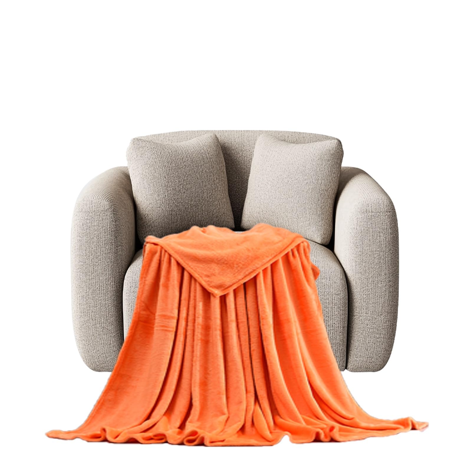 STGAO Throw 50 x 170 cm Thick Cotton Large Size Mink Throws Flannel Blanket for Sofa Couch Single Size, for Travel, Double & King Size, Orange
